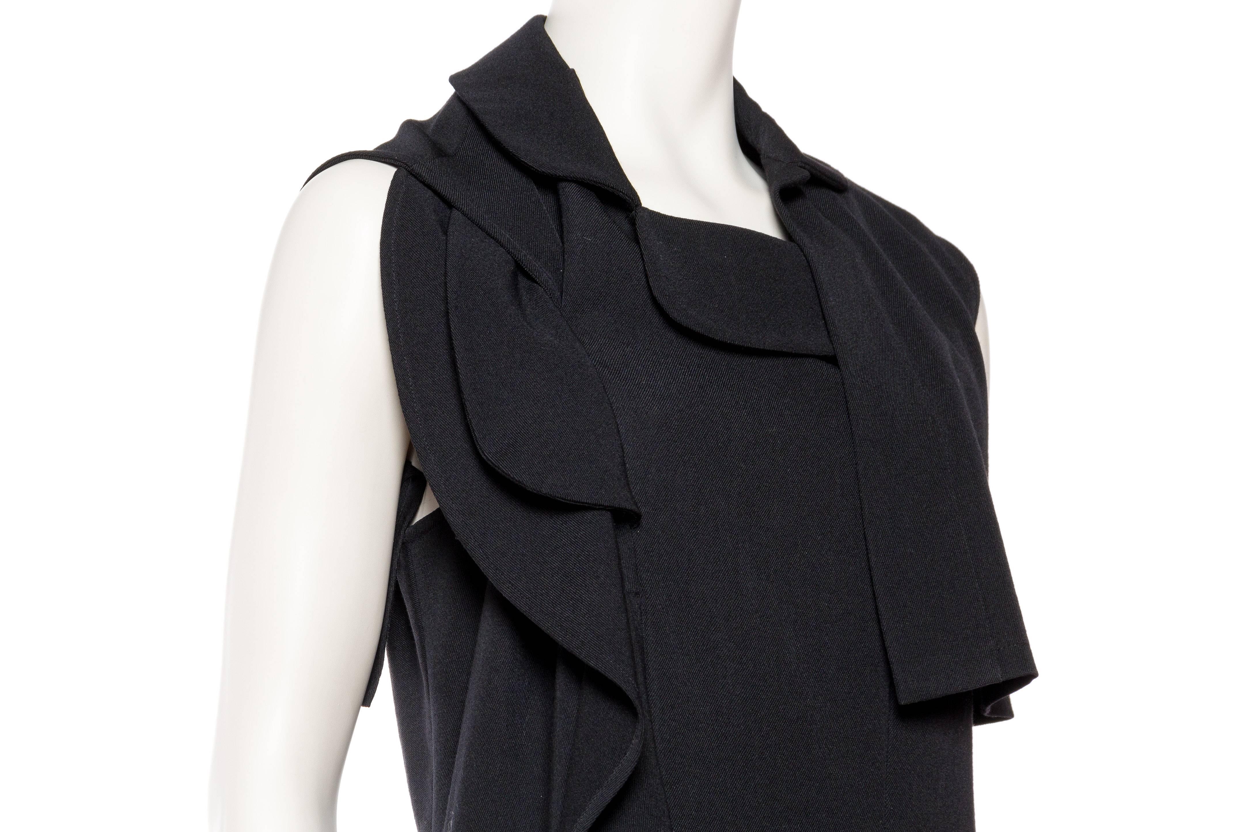 1990S COMME DES GARCONS Black Wool Deconstructed Ruffled Dress For Sale 3