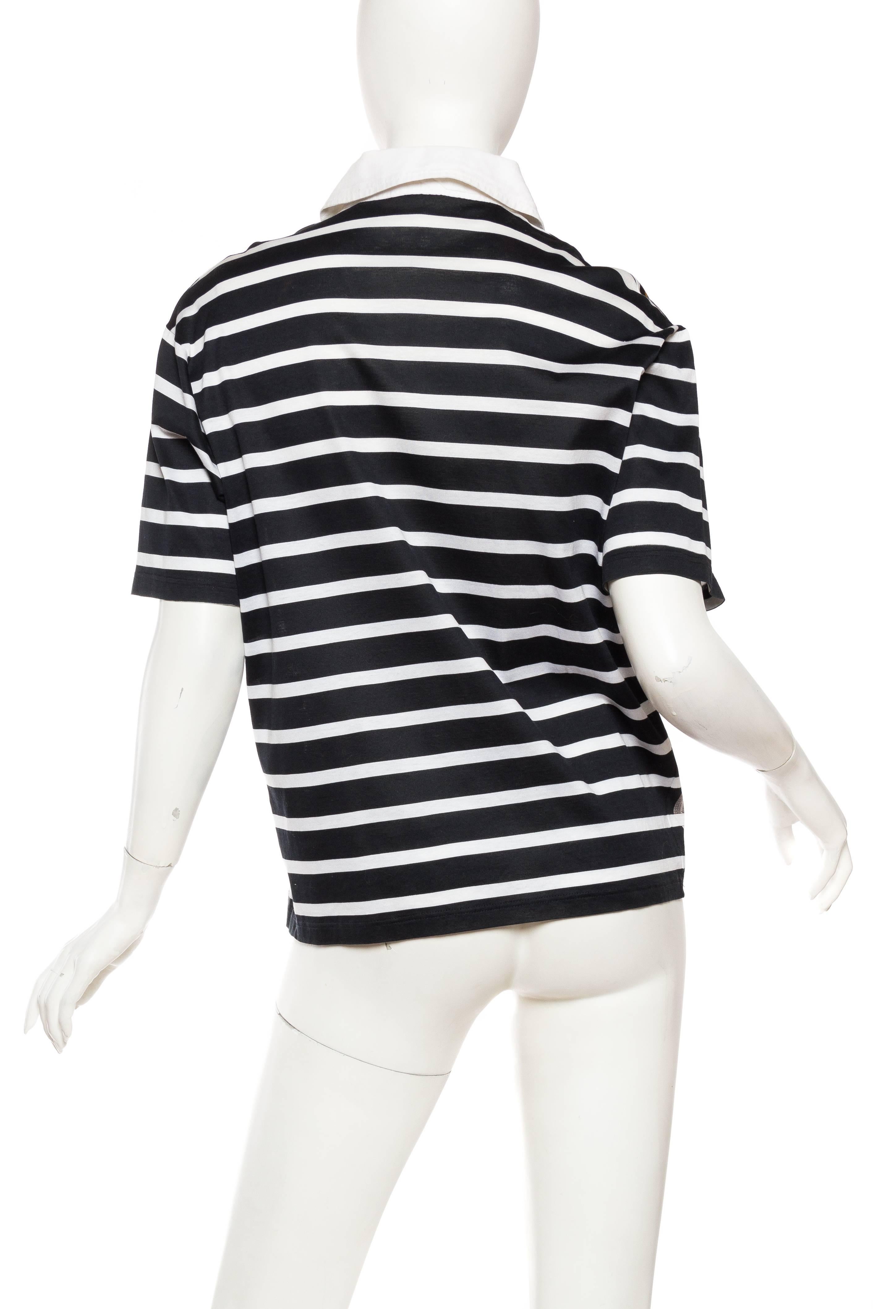 1990S HERMES Cotton Equestrian Polo Shirt By Jean Paul Gaultier In Good Condition For Sale In New York, NY
