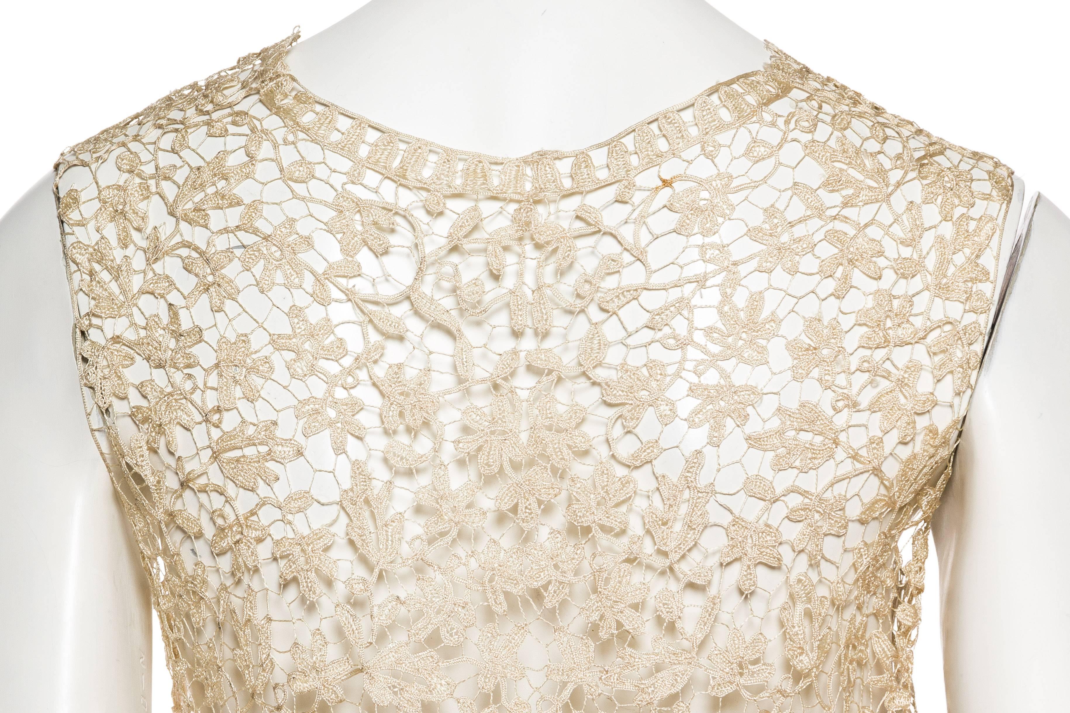 1920S Cream Silk Lace Handmade Vest 1