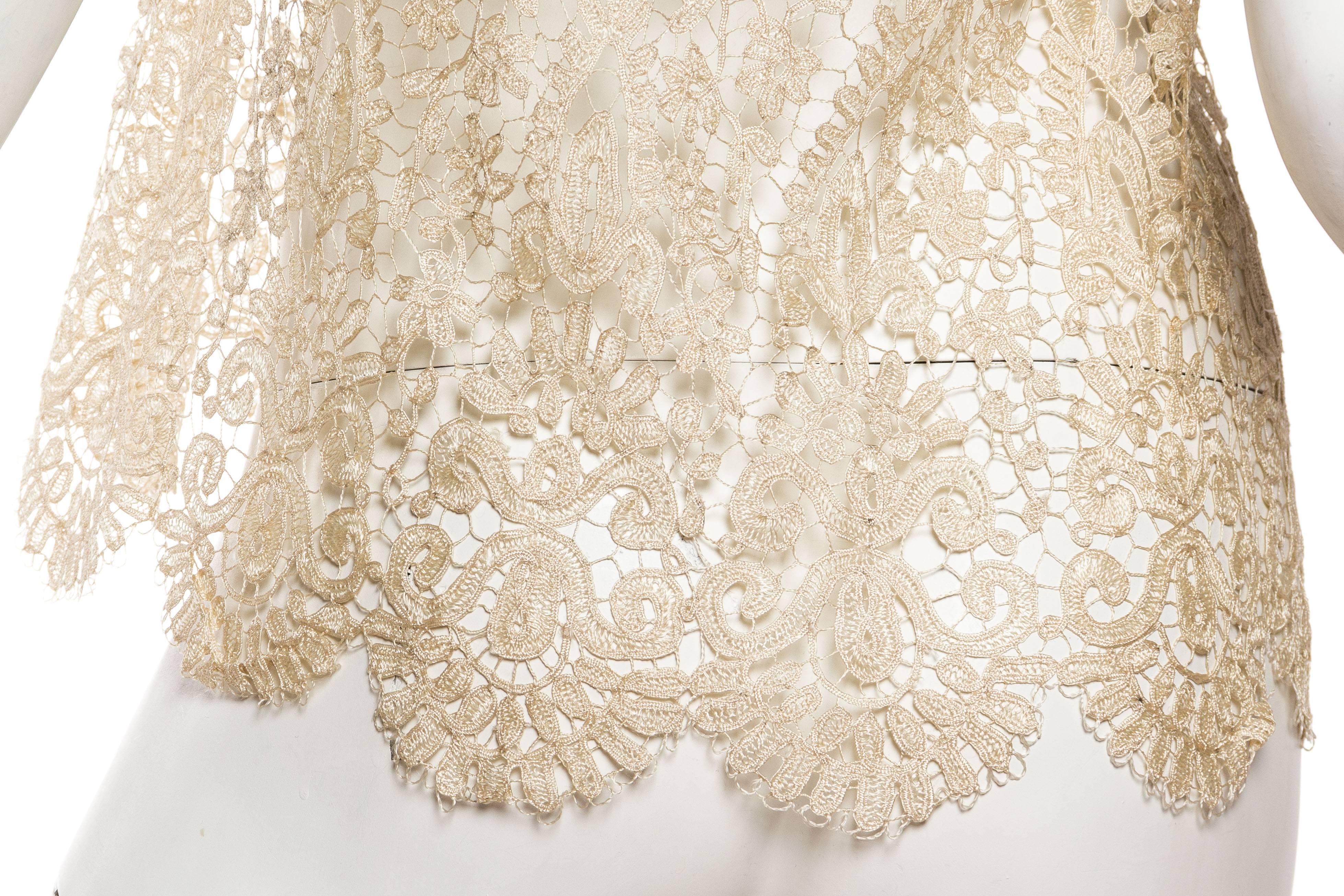 1920S Cream Silk Lace Handmade Vest 2