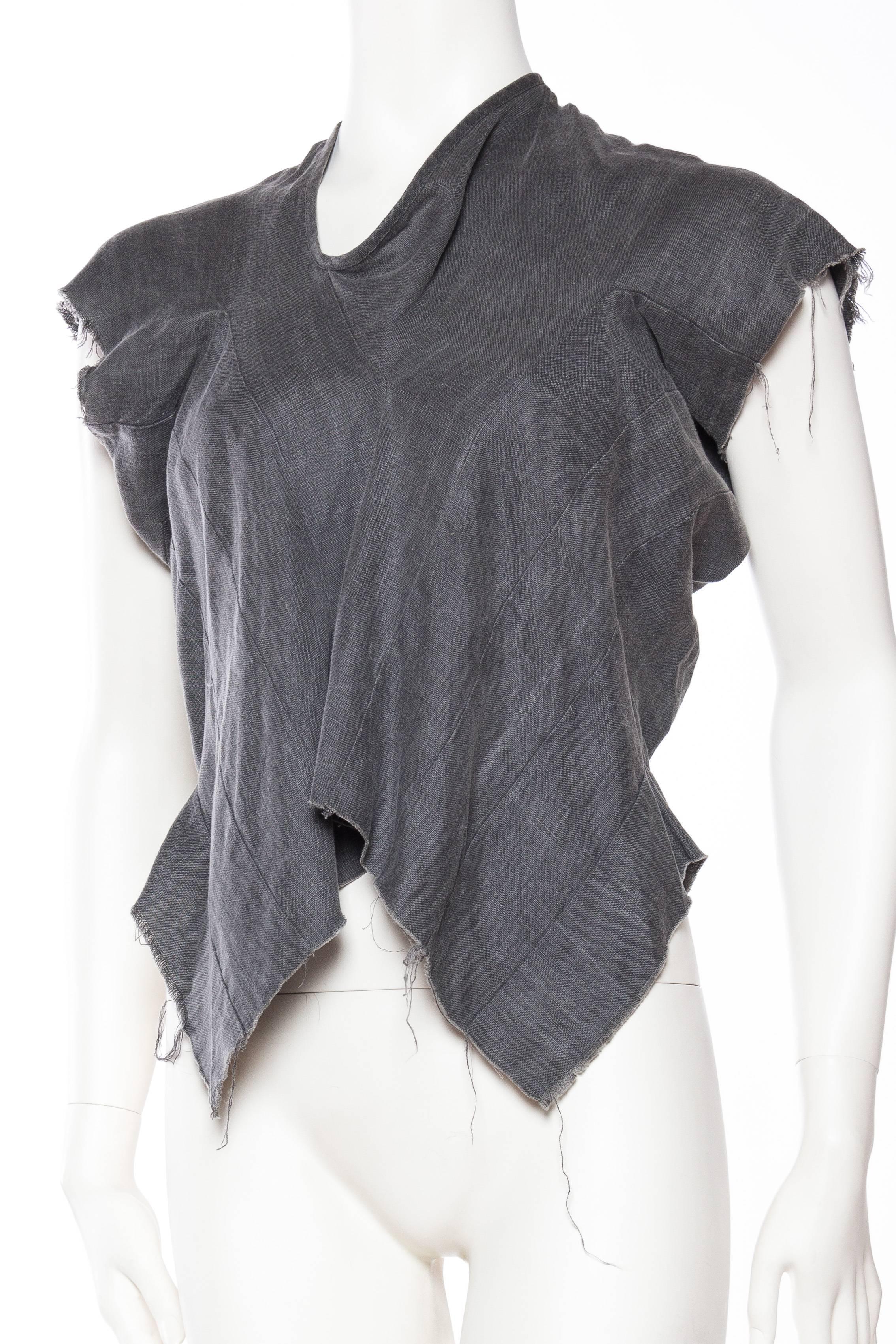 Gray Comme des Garcons Deconstructed Bias Top