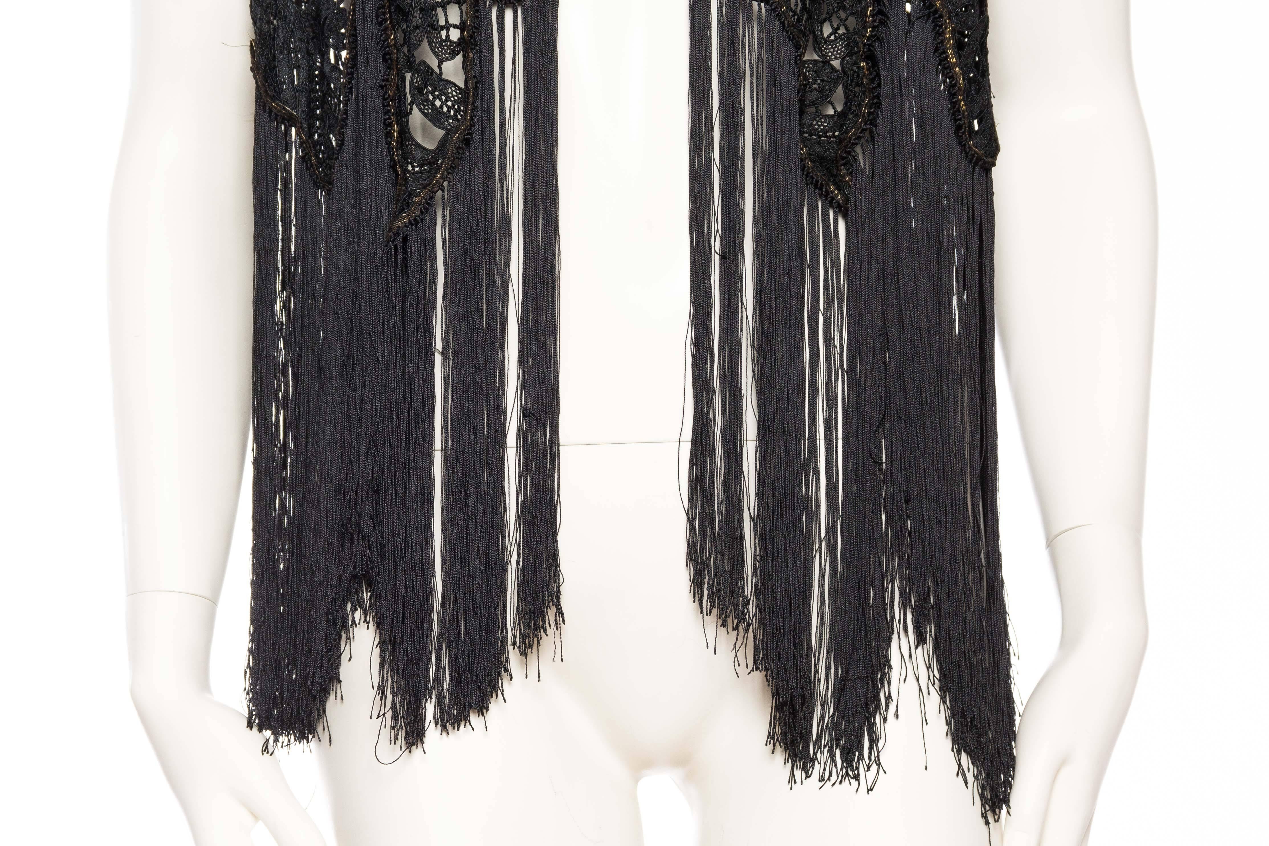 Antique Handmade Lace Vest with Fringe 5