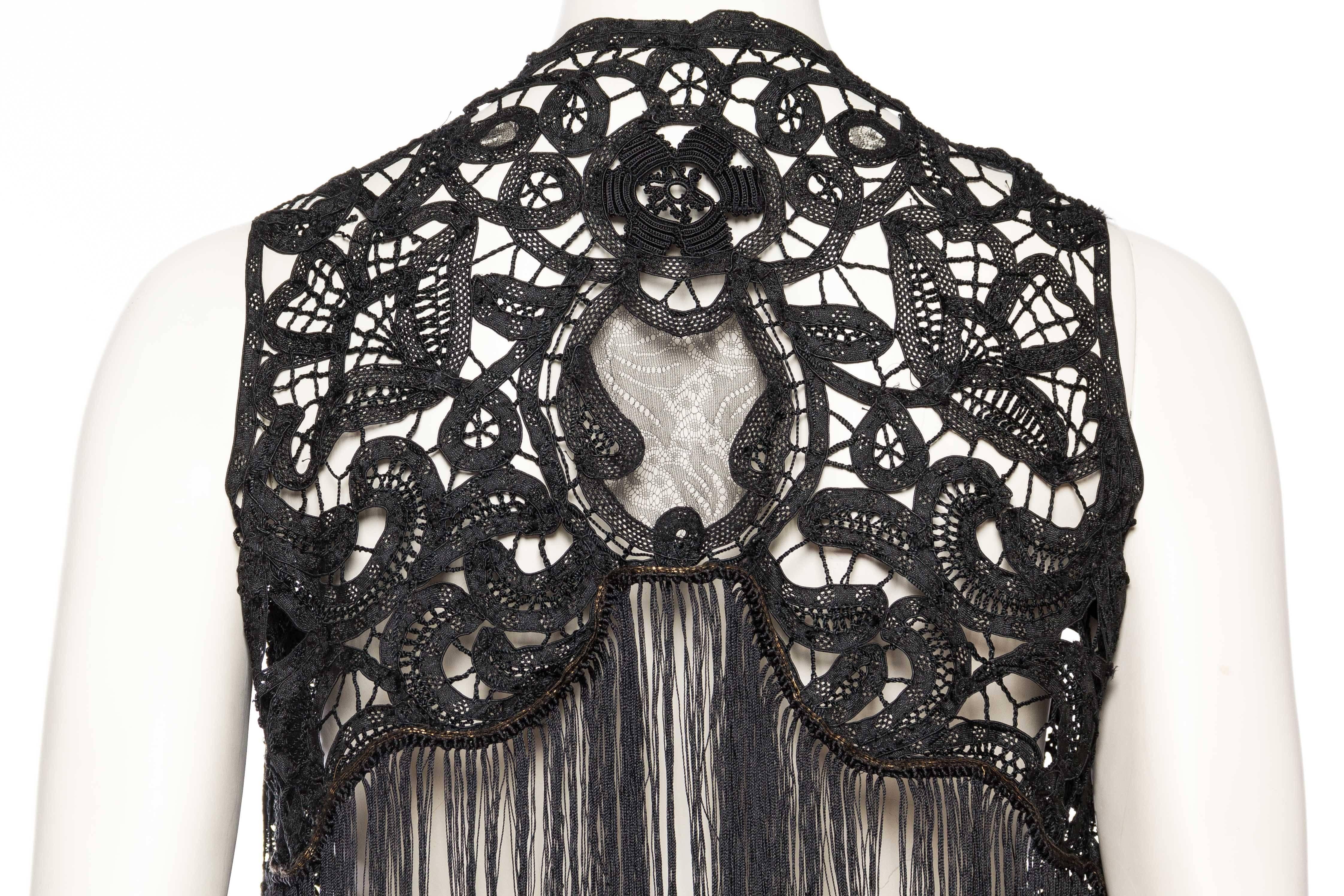 Antique Handmade Lace Vest with Fringe 3