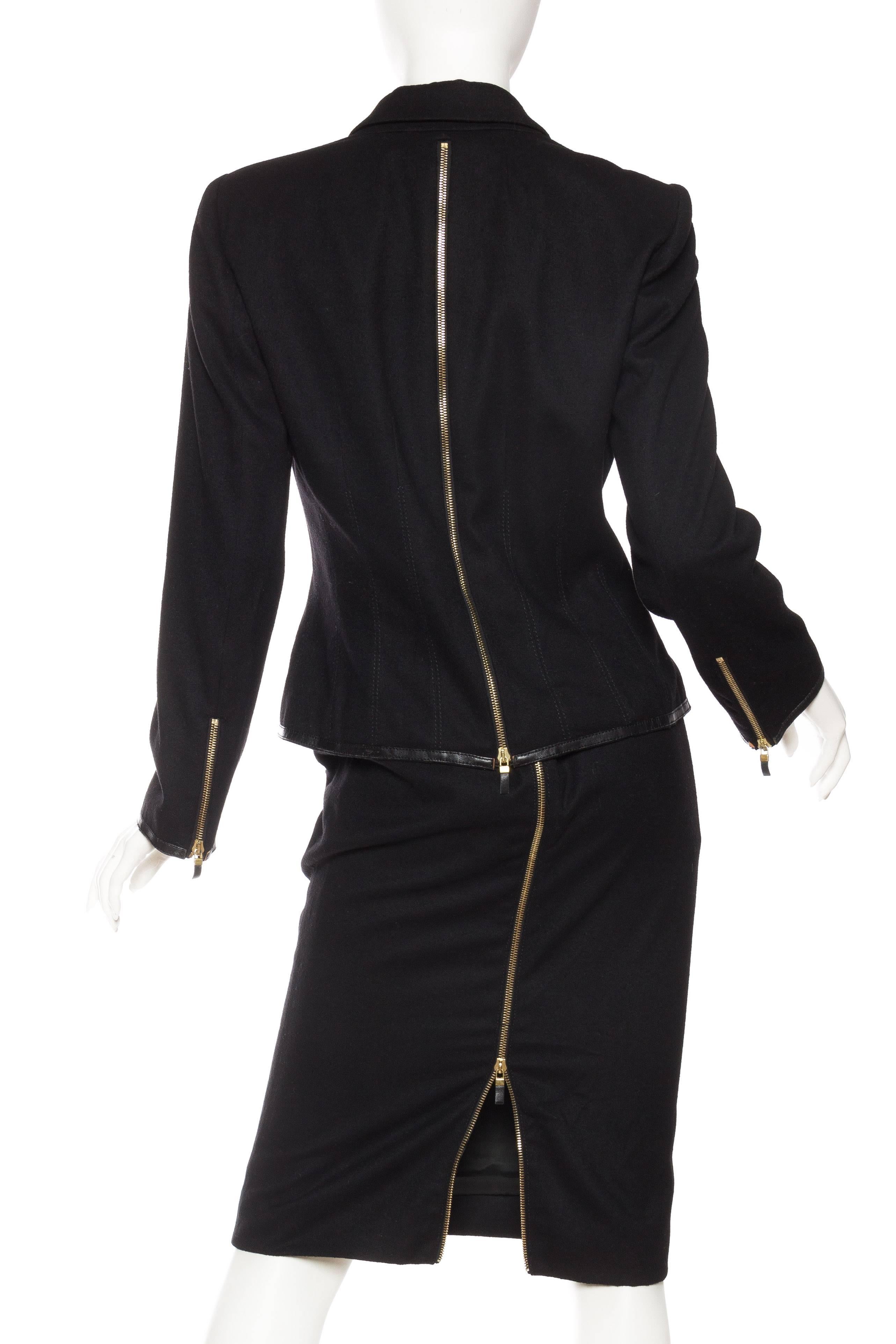 Black 2000S ALEXANDER MCQUEEN Zipper Suit Skirt