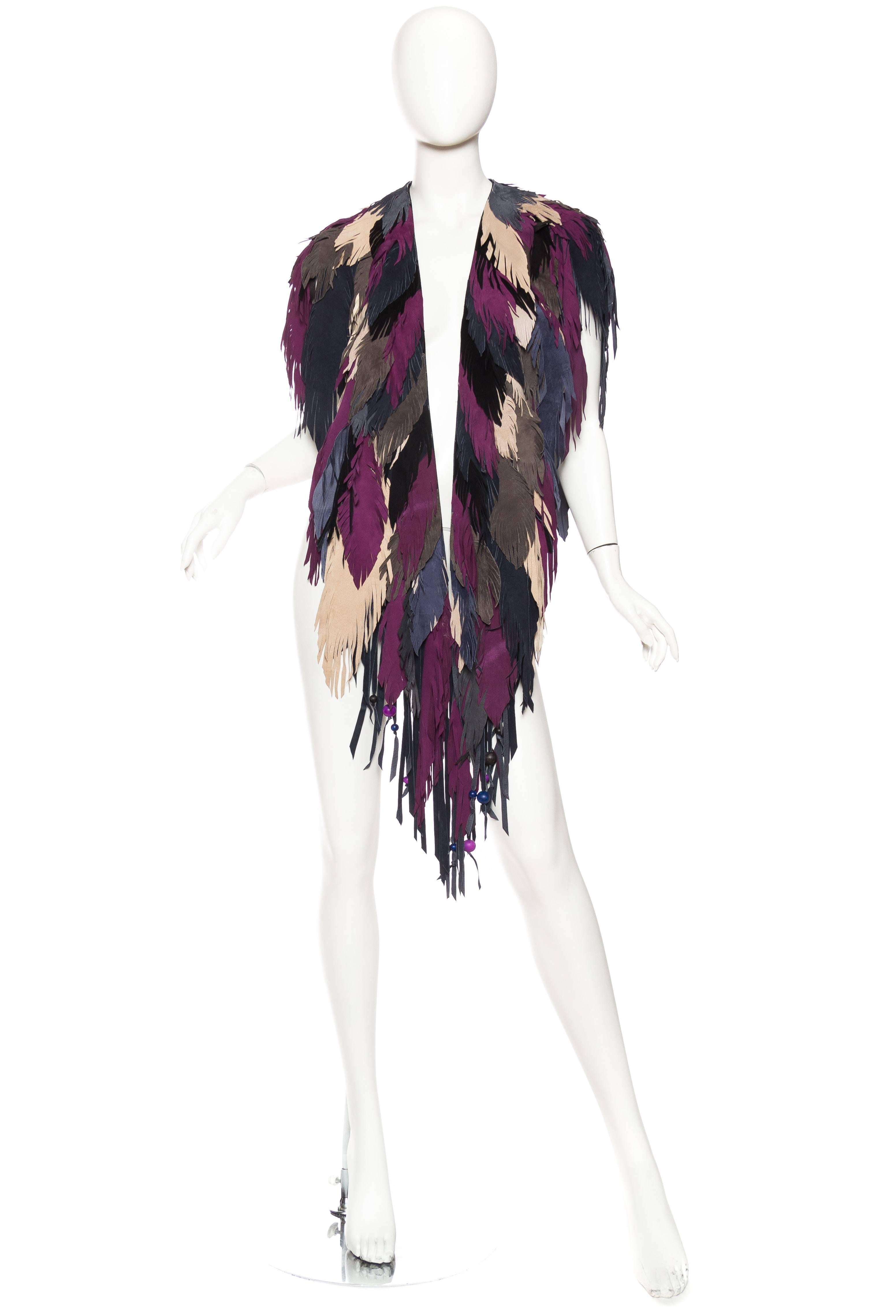 suede shawl with fringe