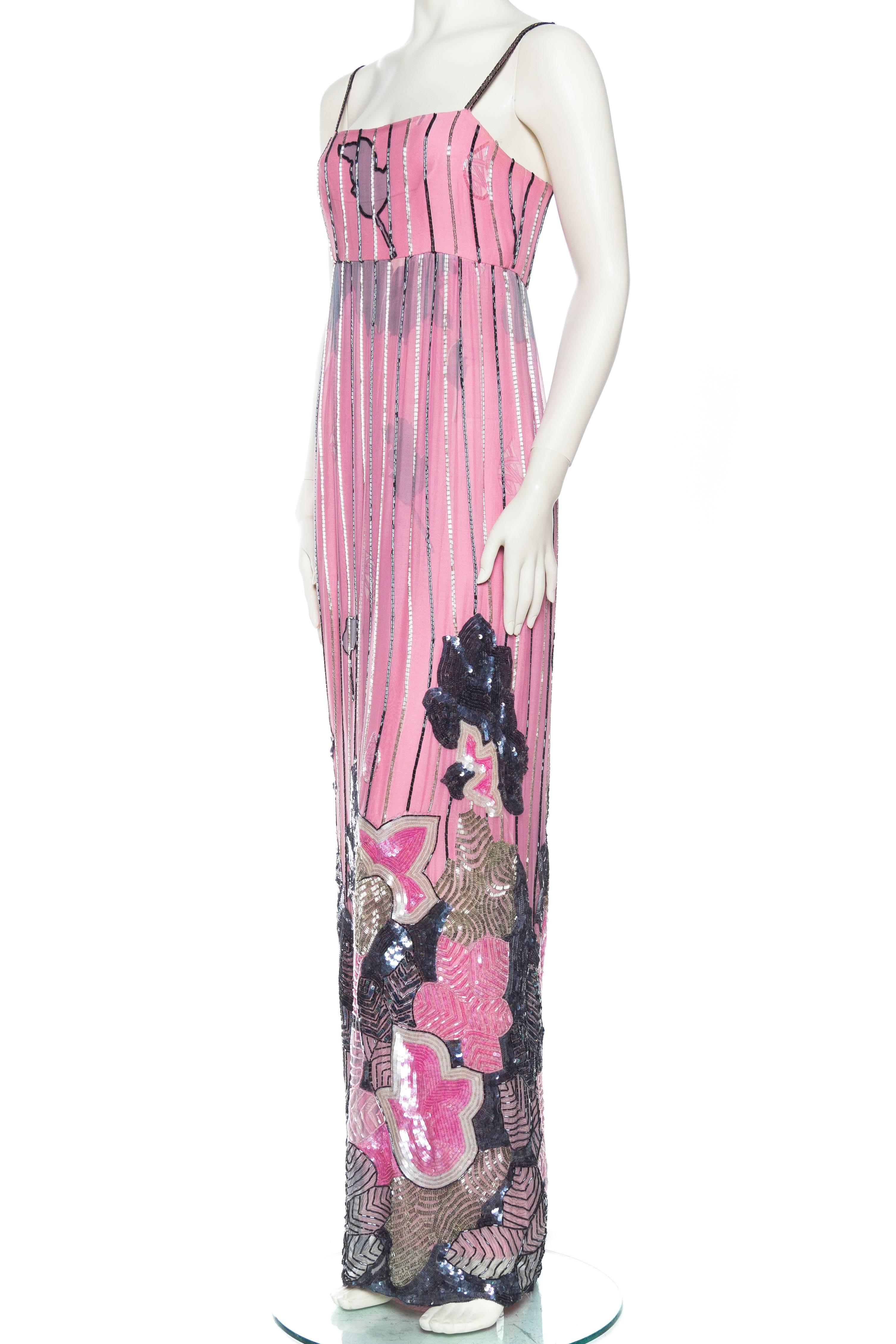 Hanae Mori Beaded Chiffon Gown In Excellent Condition In New York, NY