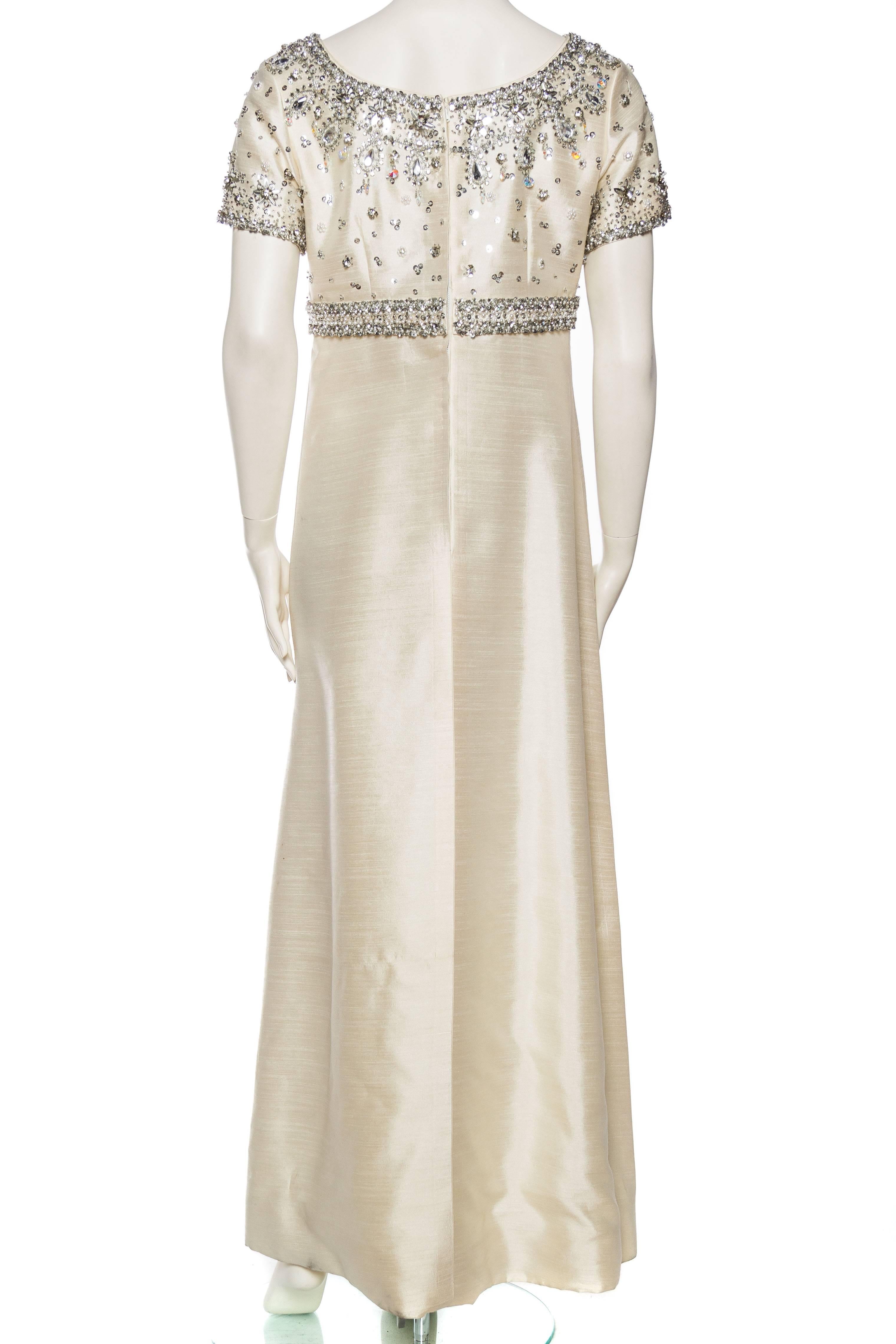 1960s Crystal Beaded Silk Radzimir Gown In Excellent Condition In New York, NY
