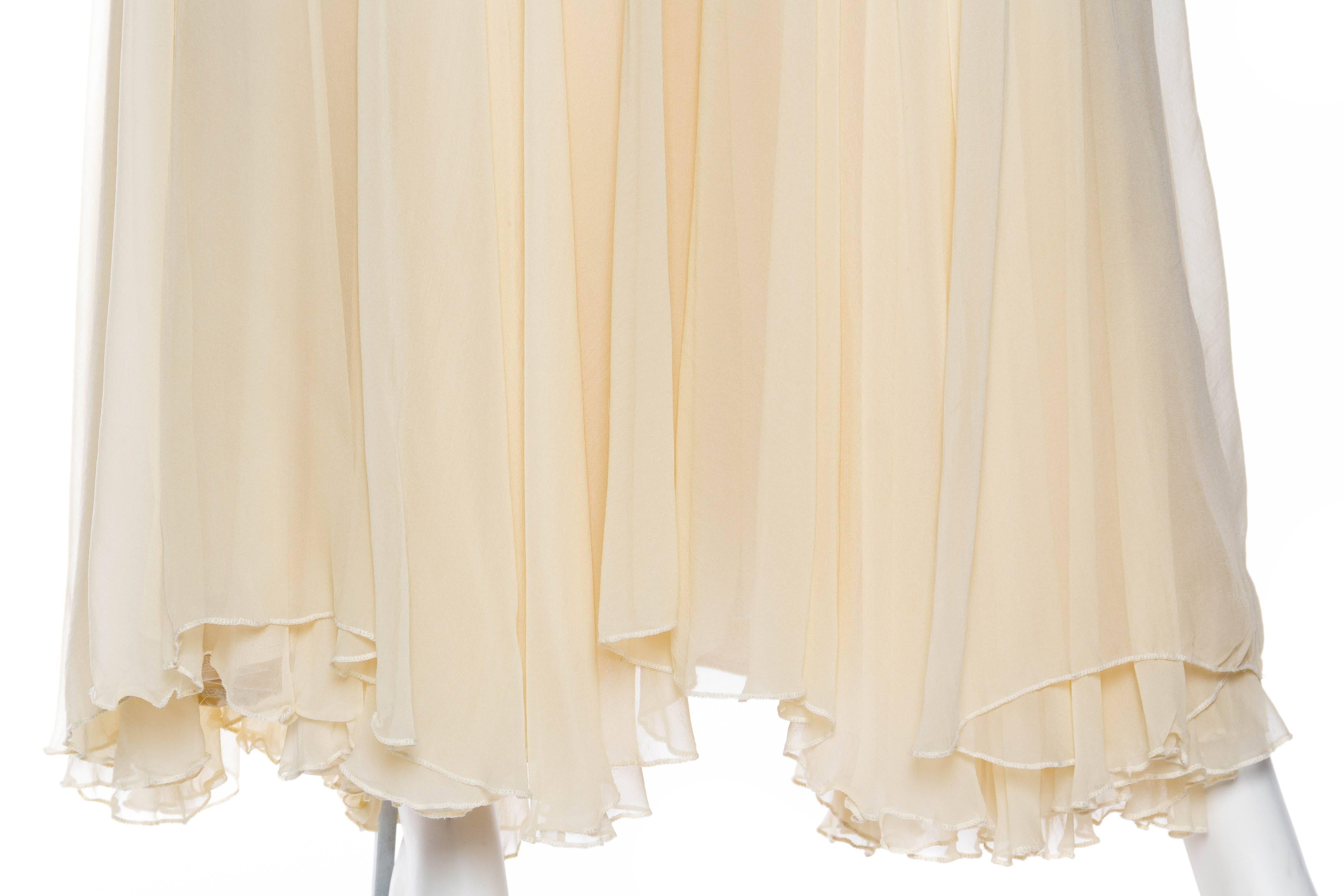 1960S Cream Beaded Silk Chiffon Empire Waist Gown With Matching Evening Bolero For Sale 1