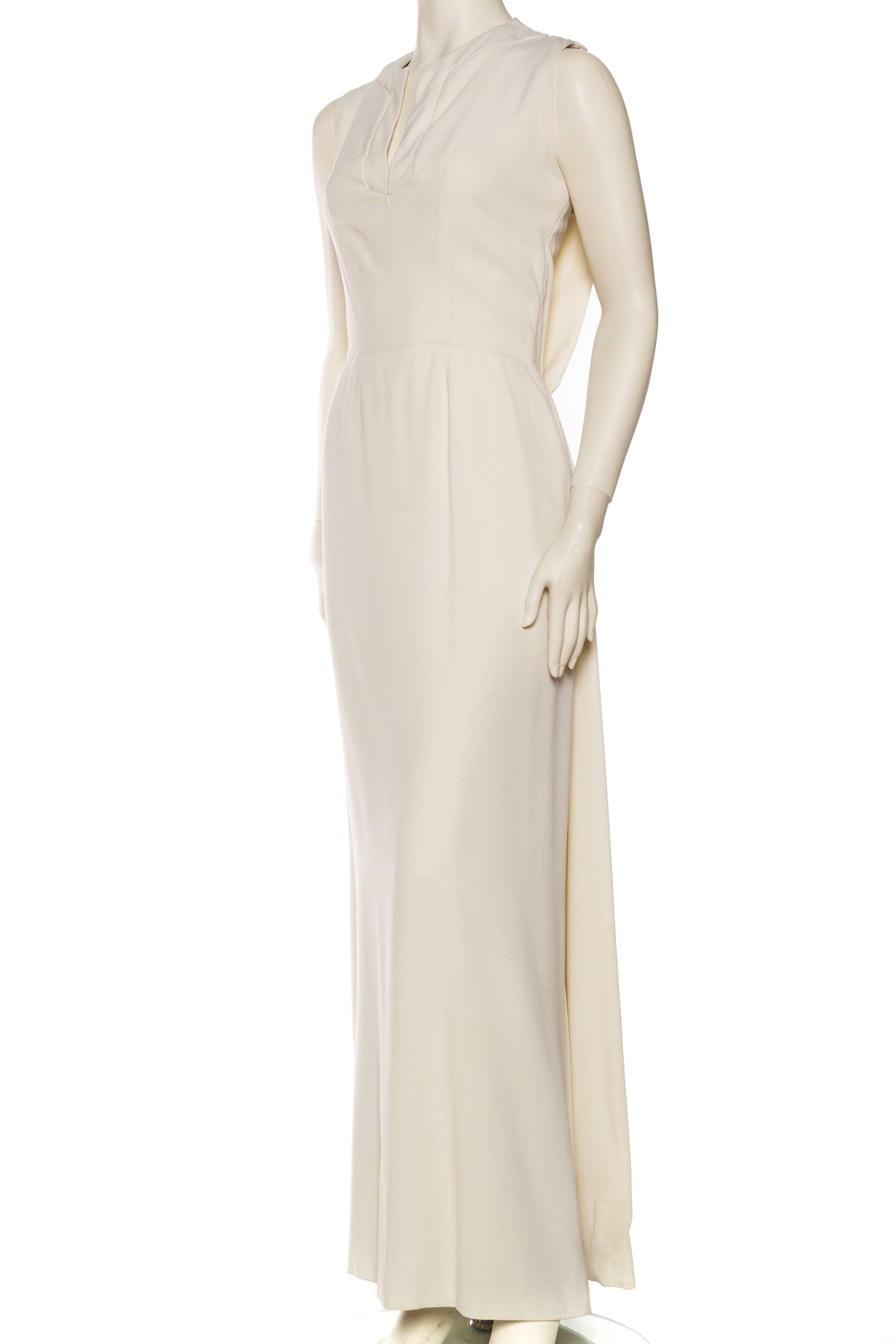 1960S PIERRE BALMAIN Off White Rayon and Silk Crepe Modernist Gown With ...