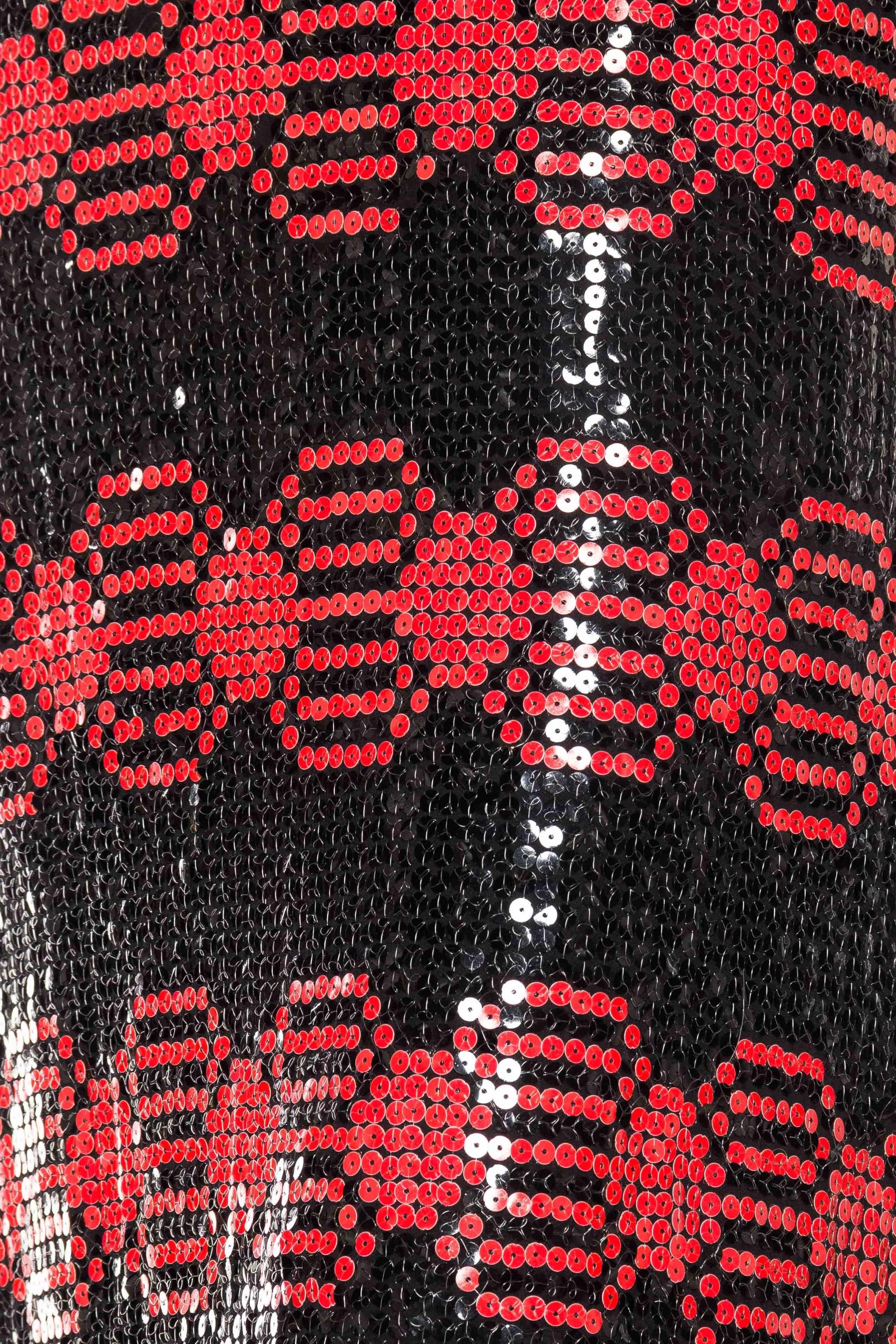 1960S ADELE SIMPSON Black & Red Silk Chiffon Oil Slick Op-Art Geometric Sequin  For Sale 1