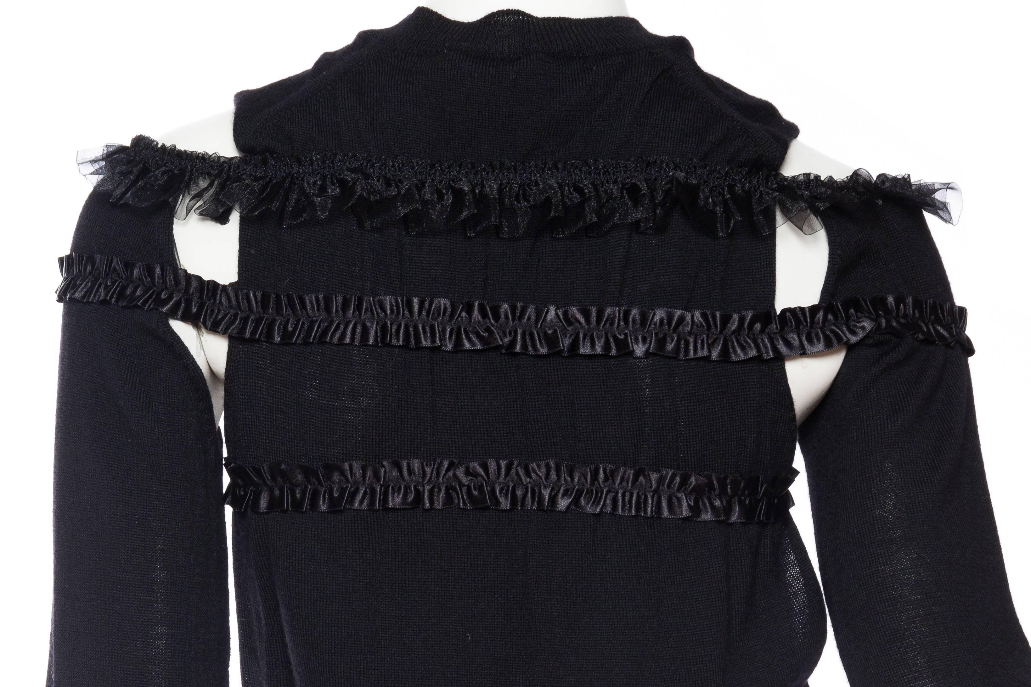 2000S COMME DES GARCONS Black Wool Deconstructed Ruffle Sweater Circa 2008 For Sale 4