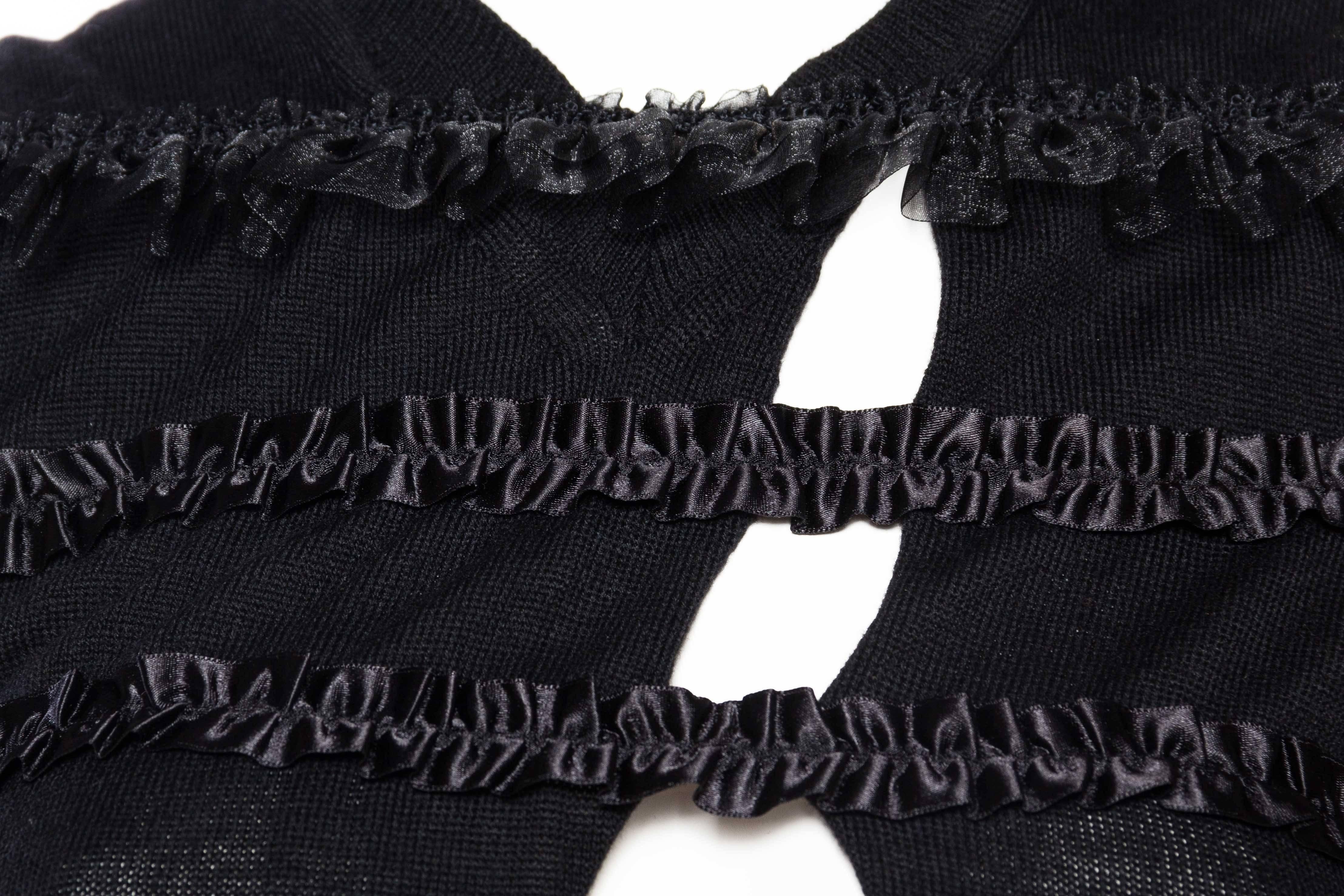2000S COMME DES GARCONS Black Wool Deconstructed Ruffle Sweater Circa 2008 For Sale 6
