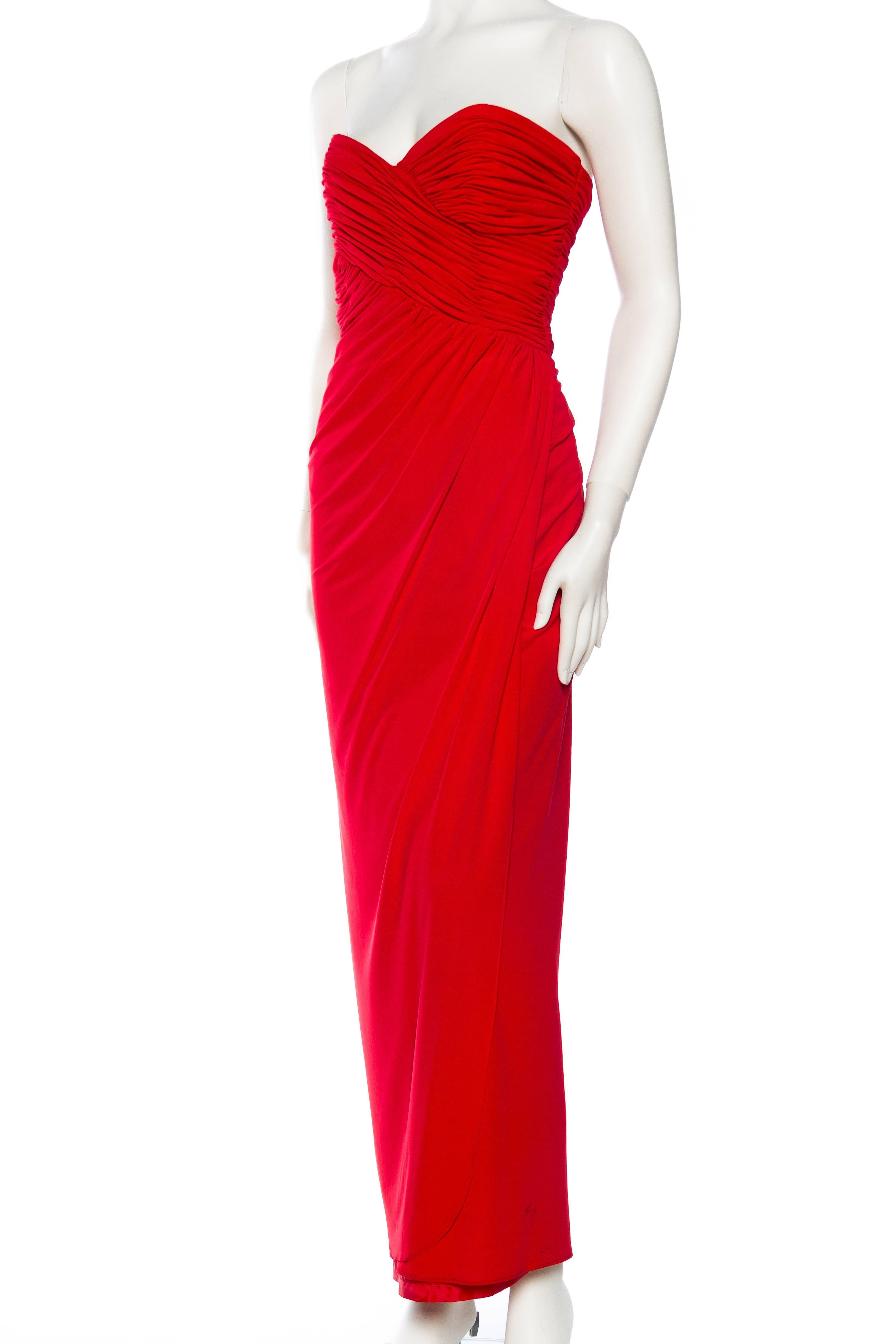 Fred Hayman Beverly Hills Strapless Red Gown In Good Condition In New York, NY