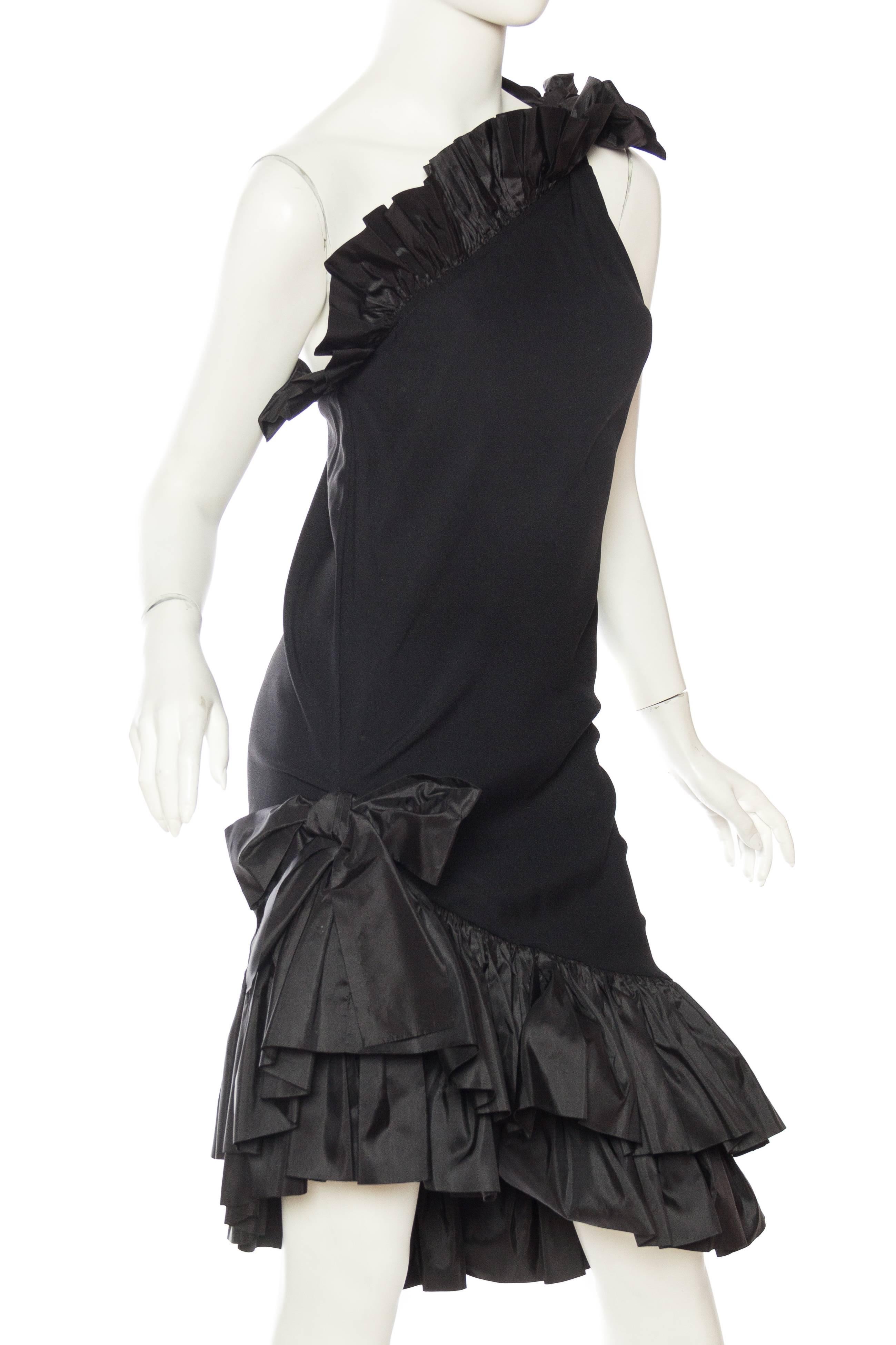 Saint Laurent Taffeta & Crepe Dress In Excellent Condition In New York, NY