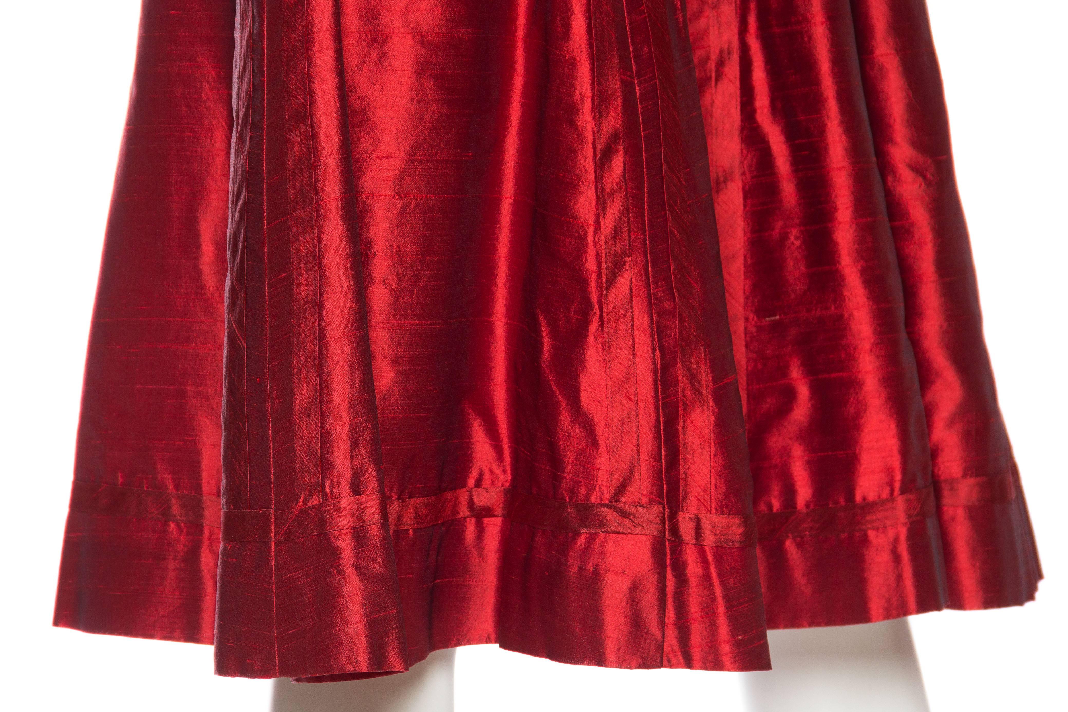 1950s Red Silk Dress 5