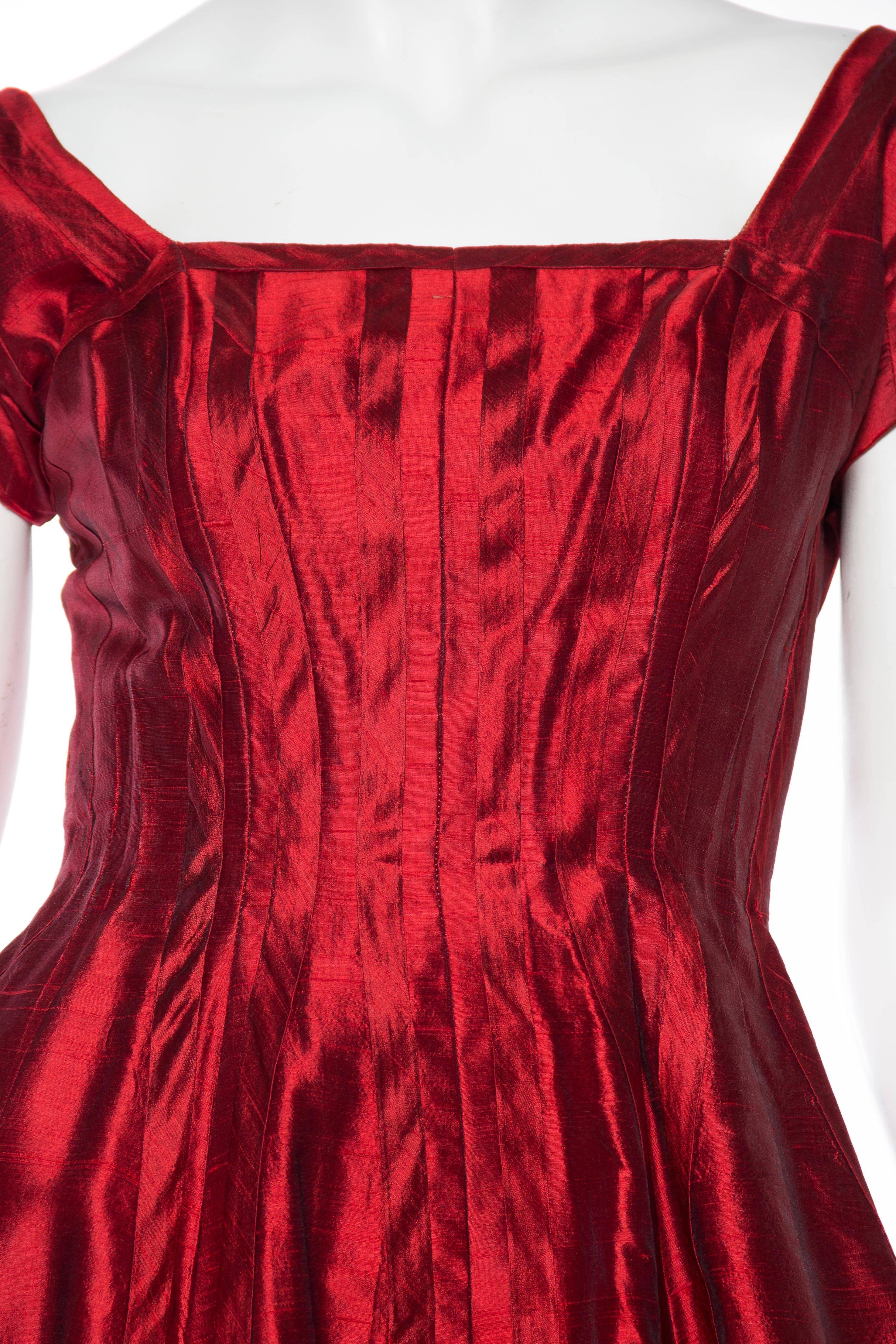 1950s Red Silk Dress 4