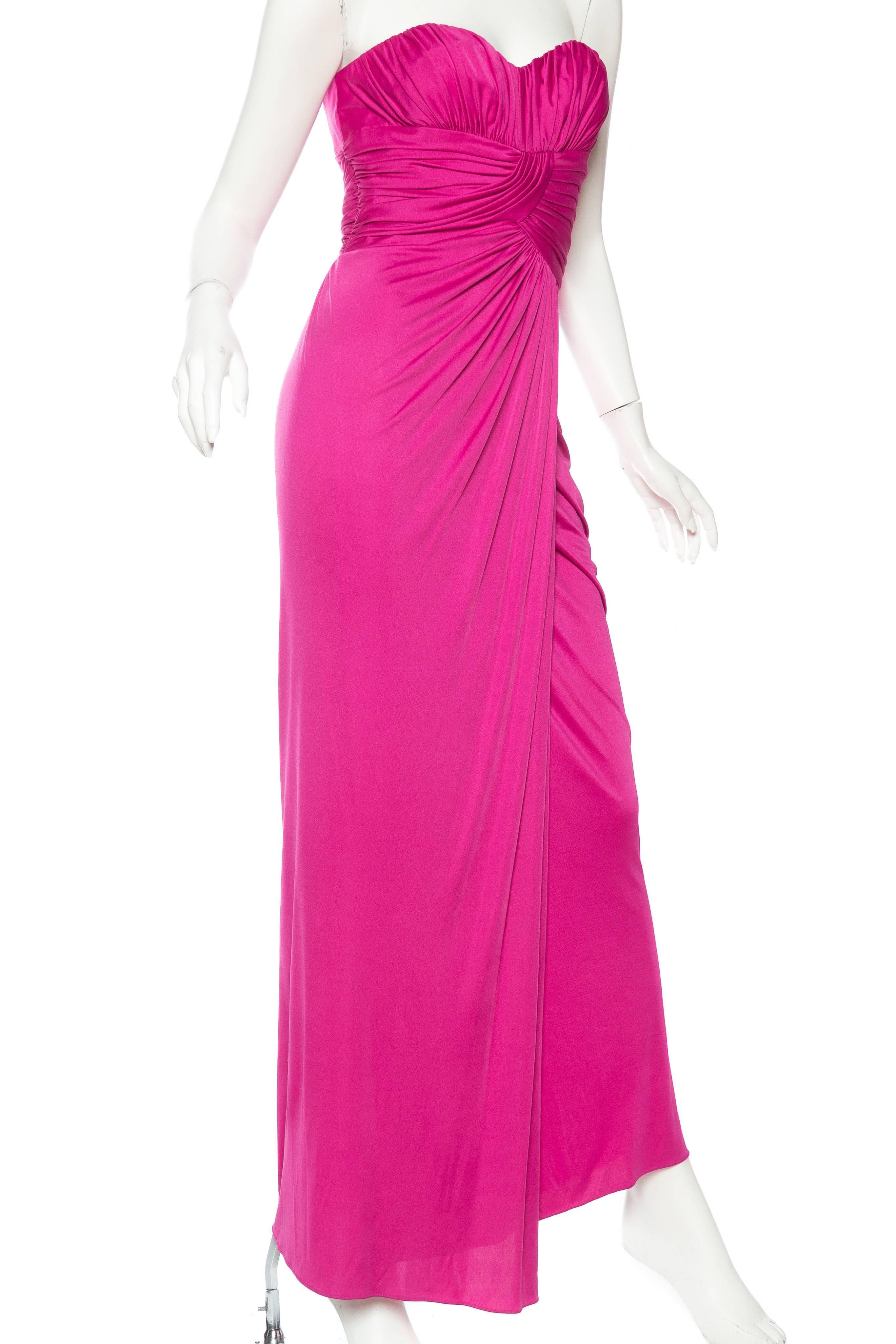 Fucia Jersey Strapless Gown In Excellent Condition In New York, NY