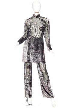 Asian Pajama Set in Sheer Burnout Velvet