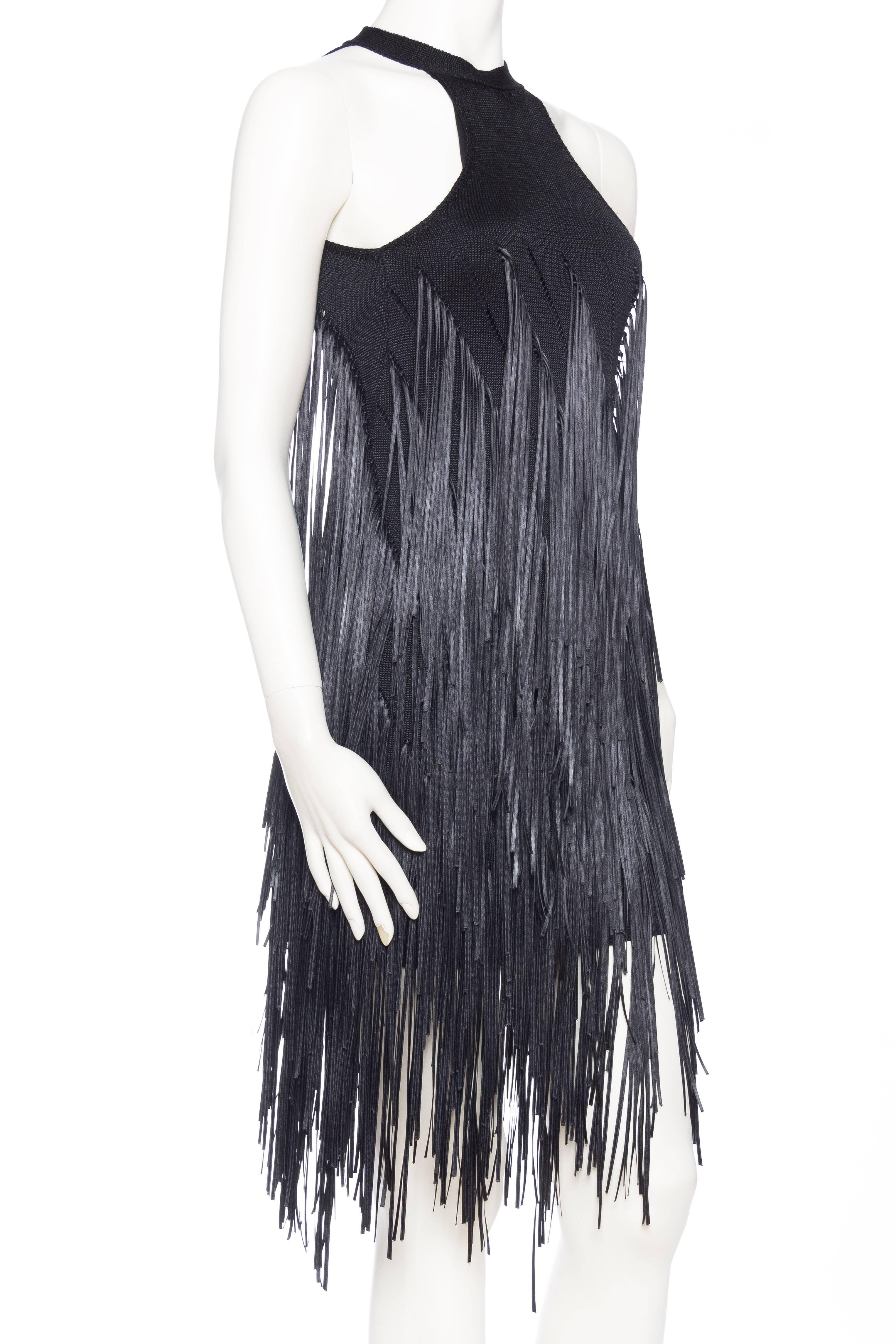 Backless Knit Dress with Ribbon Fringe In Excellent Condition In New York, NY