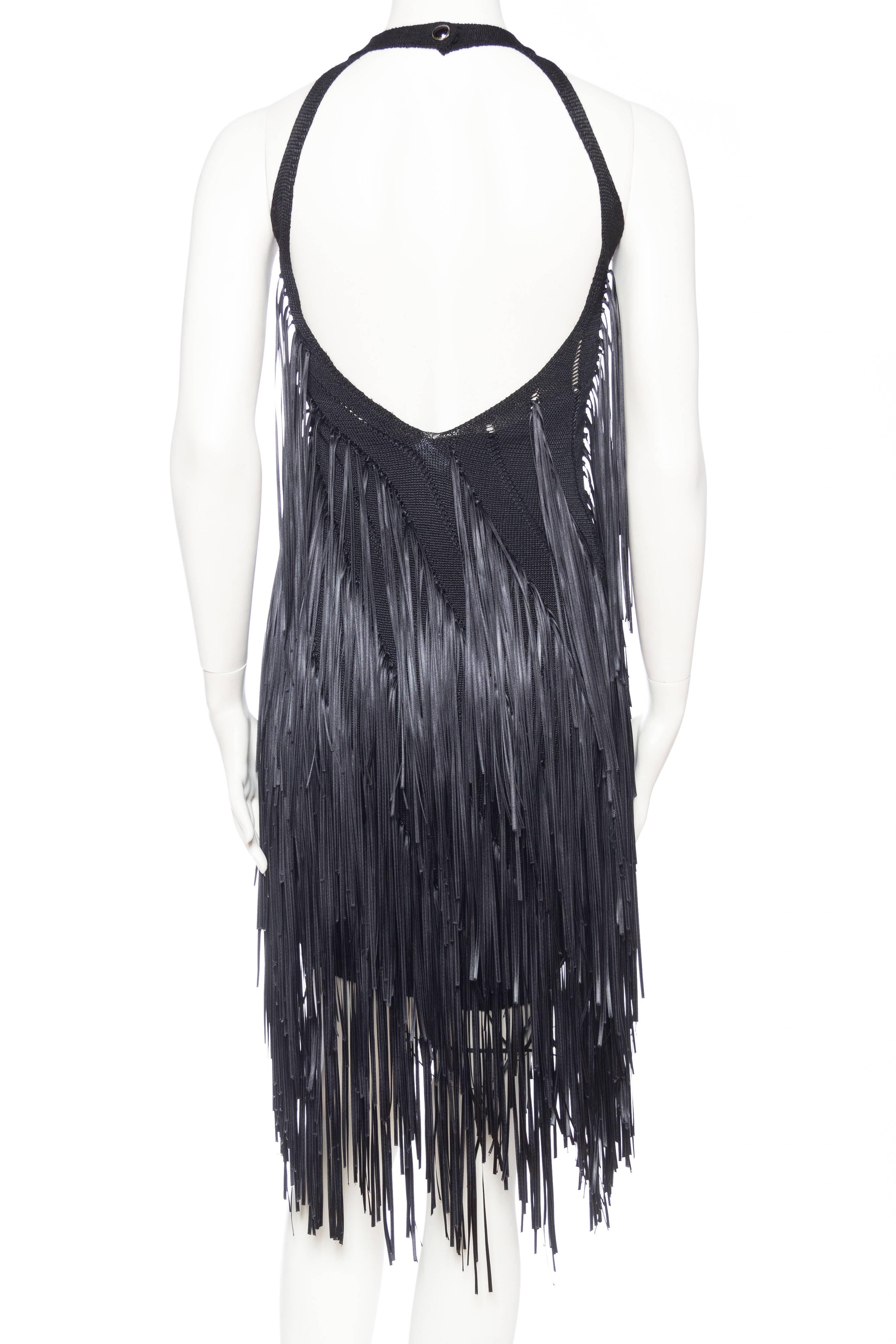 Backless Knit Dress with Ribbon Fringe 1