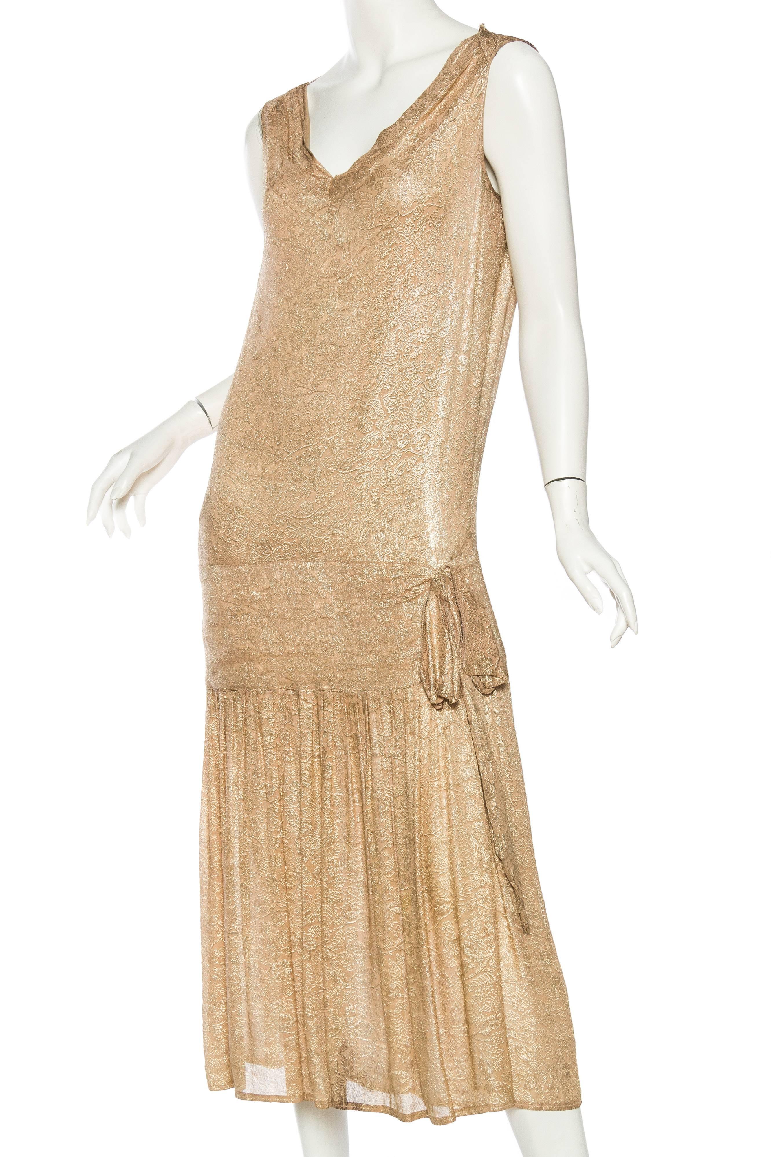 Women's 1920s Blush Pink Silk and Lamé Dress 