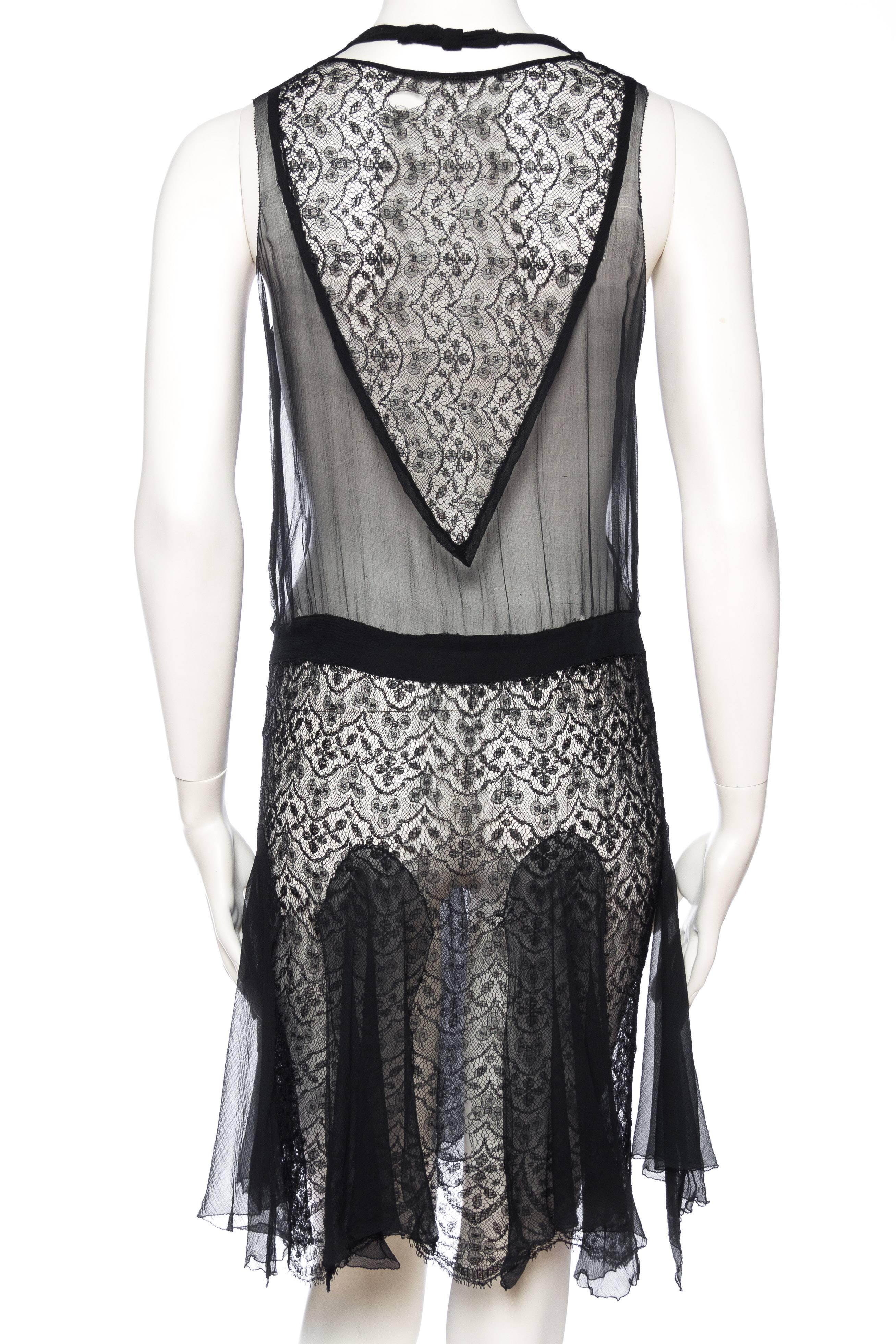 Women's 1920s Sheer Chiffon and Lace Dress