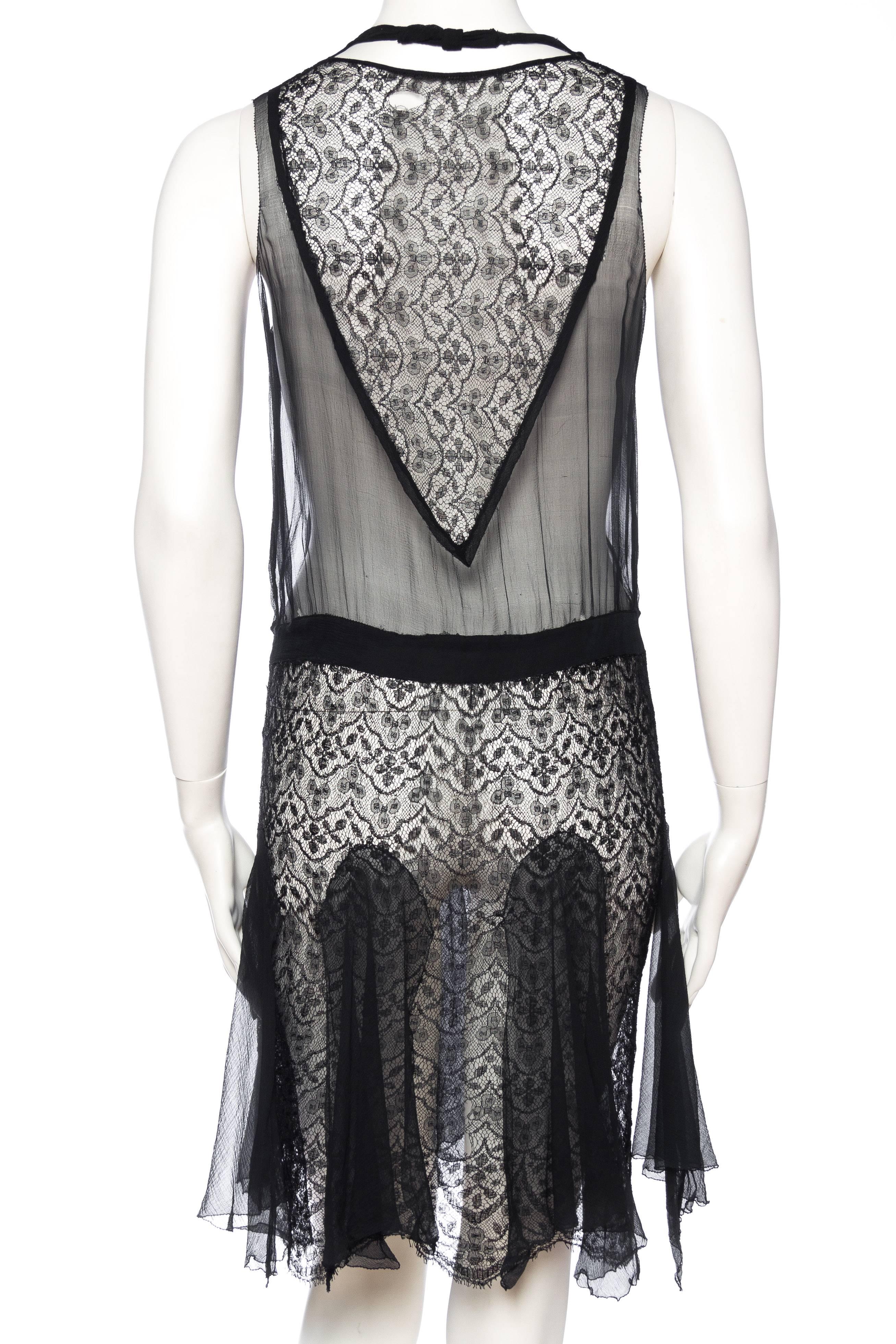 Women's 1920s Sheer Chiffon and Lace Dress