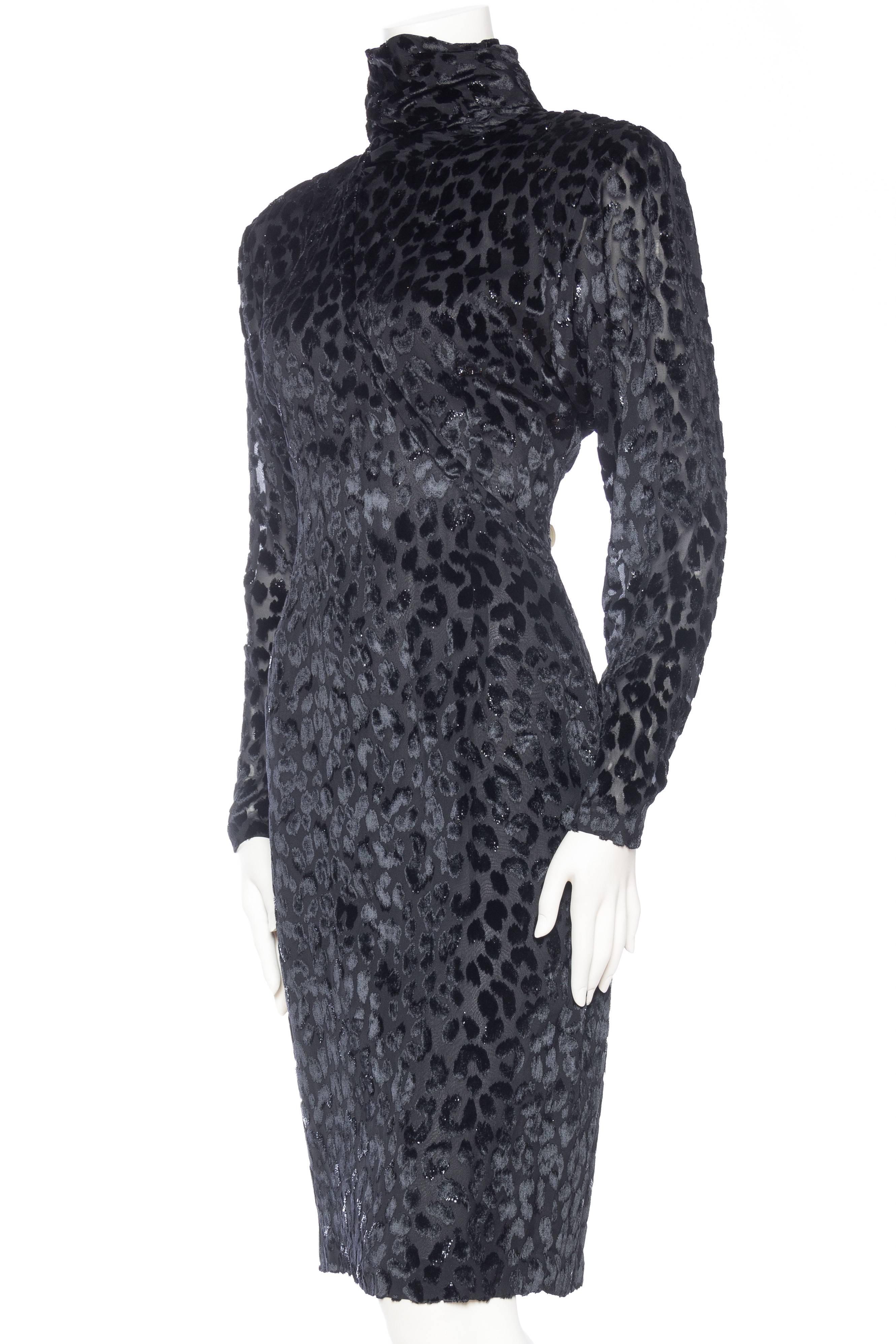 Women's 1980s Leopard Lurex and Velvet Dress