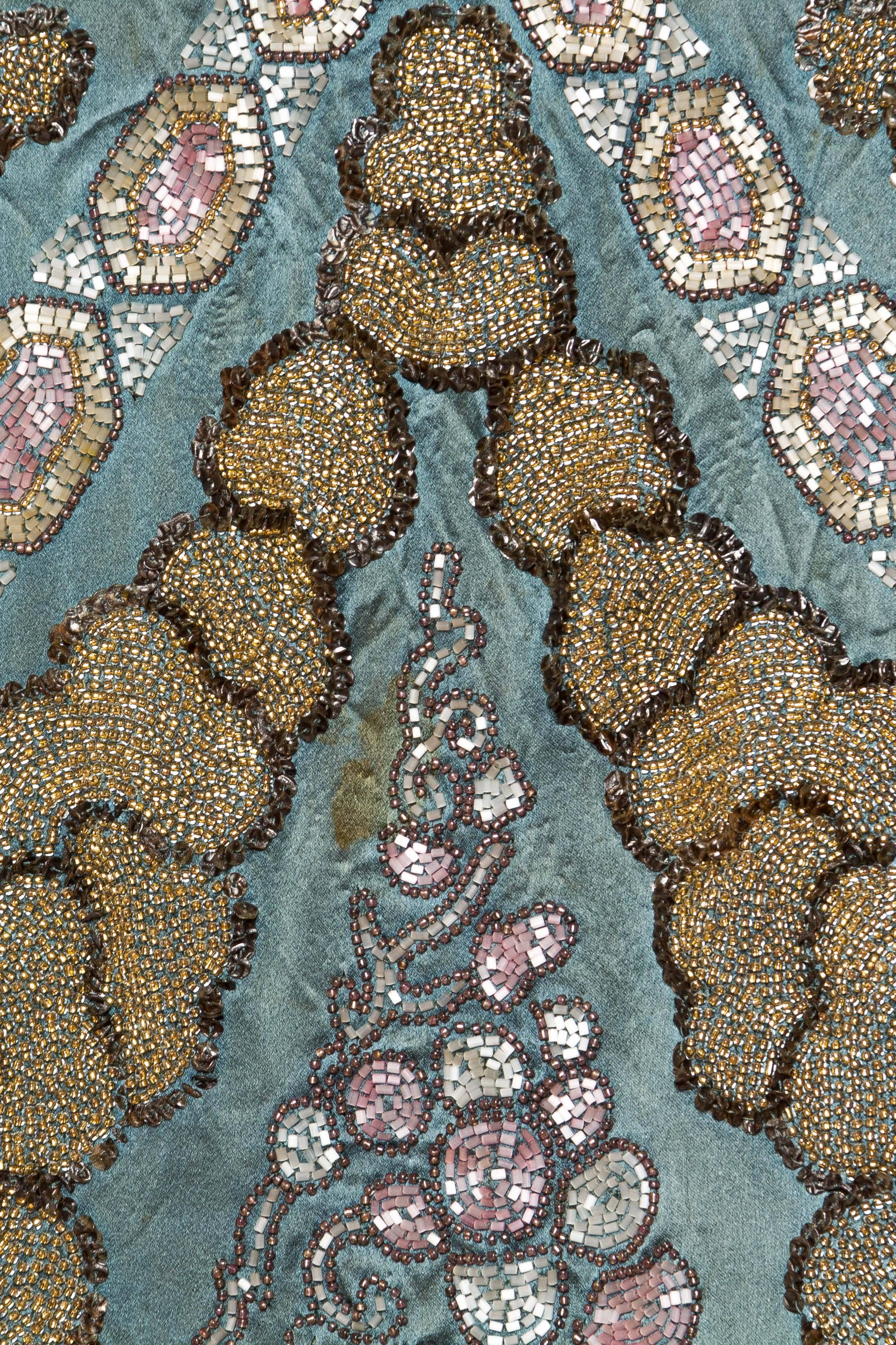 1920s Beaded Dress with Fur Hem and Lamé shawl 5