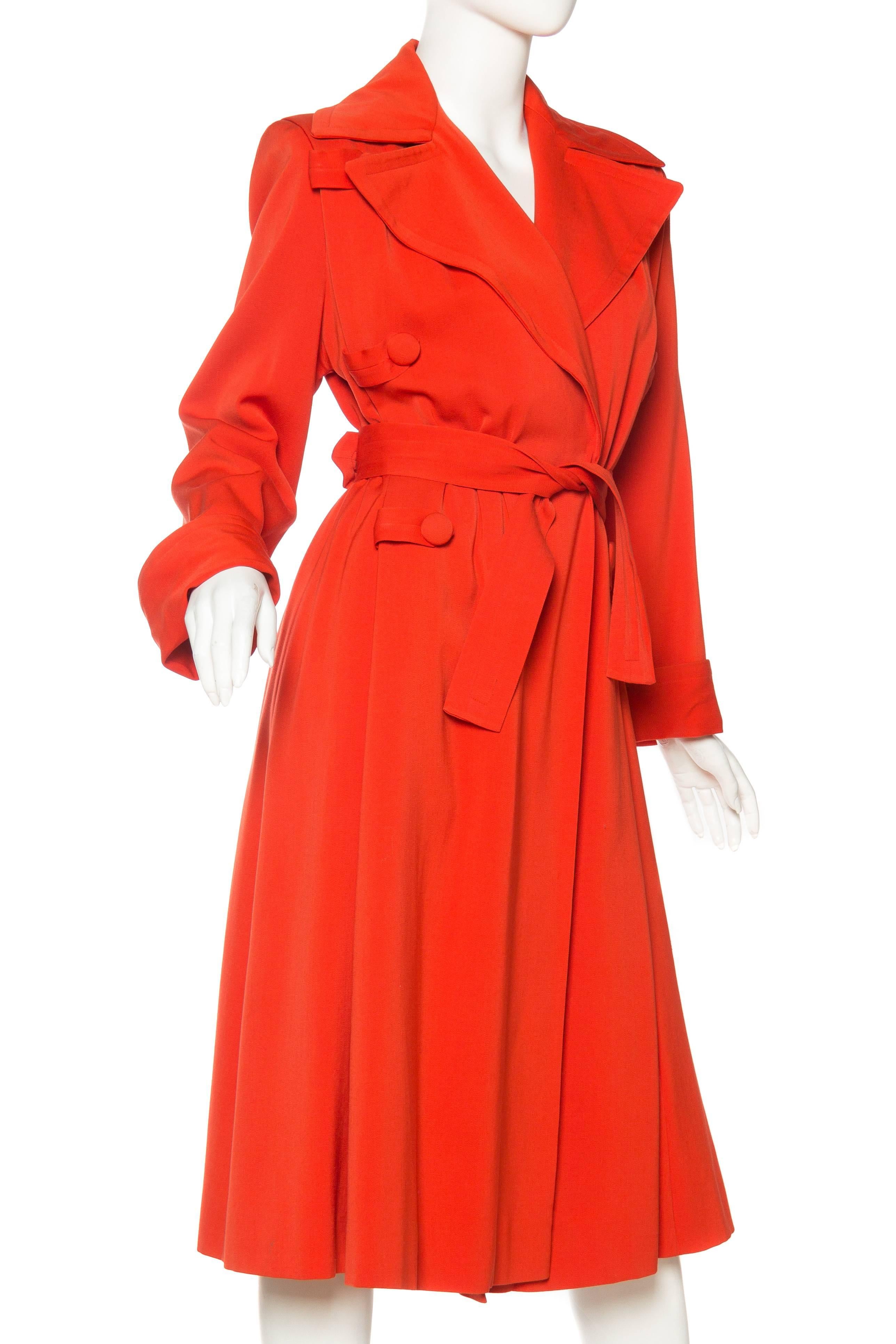 1970s Rich Orange Wool  & Rayon Gaberdine Coat  In Excellent Condition In New York, NY