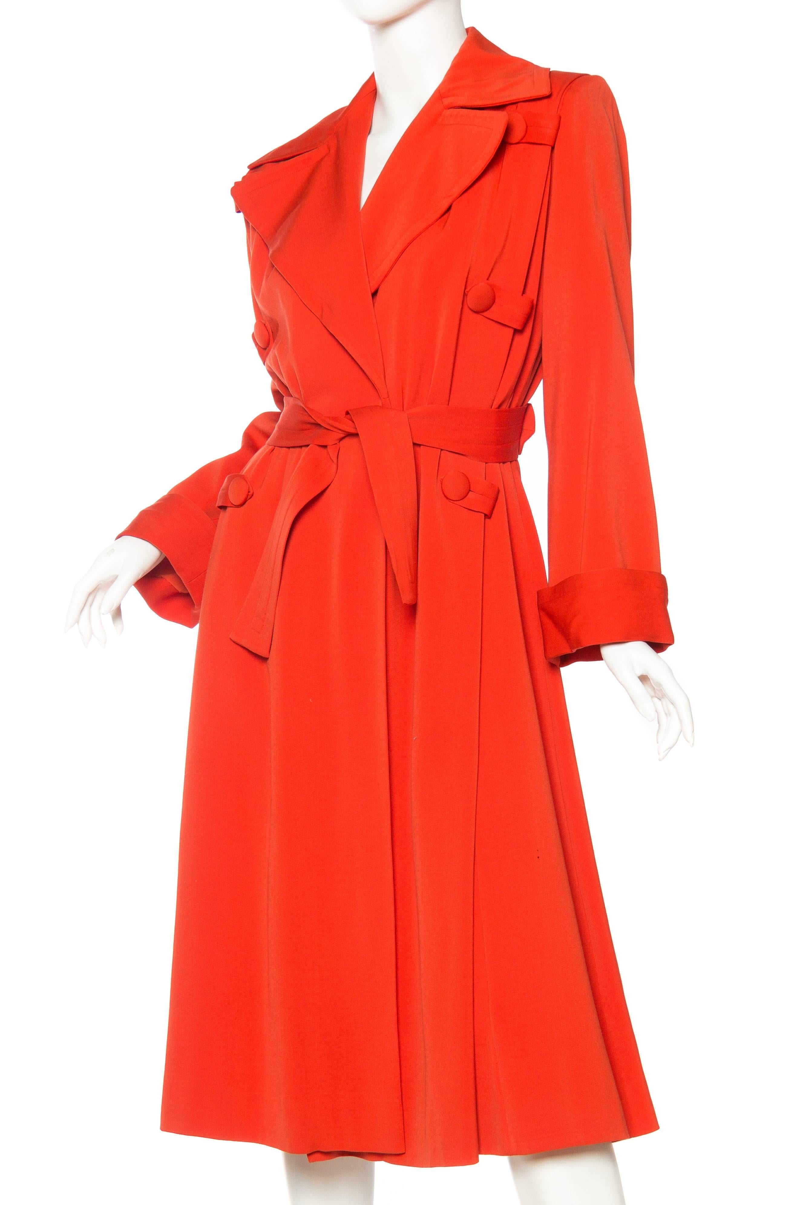 Women's 1970s Rich Orange Wool  & Rayon Gaberdine Coat 