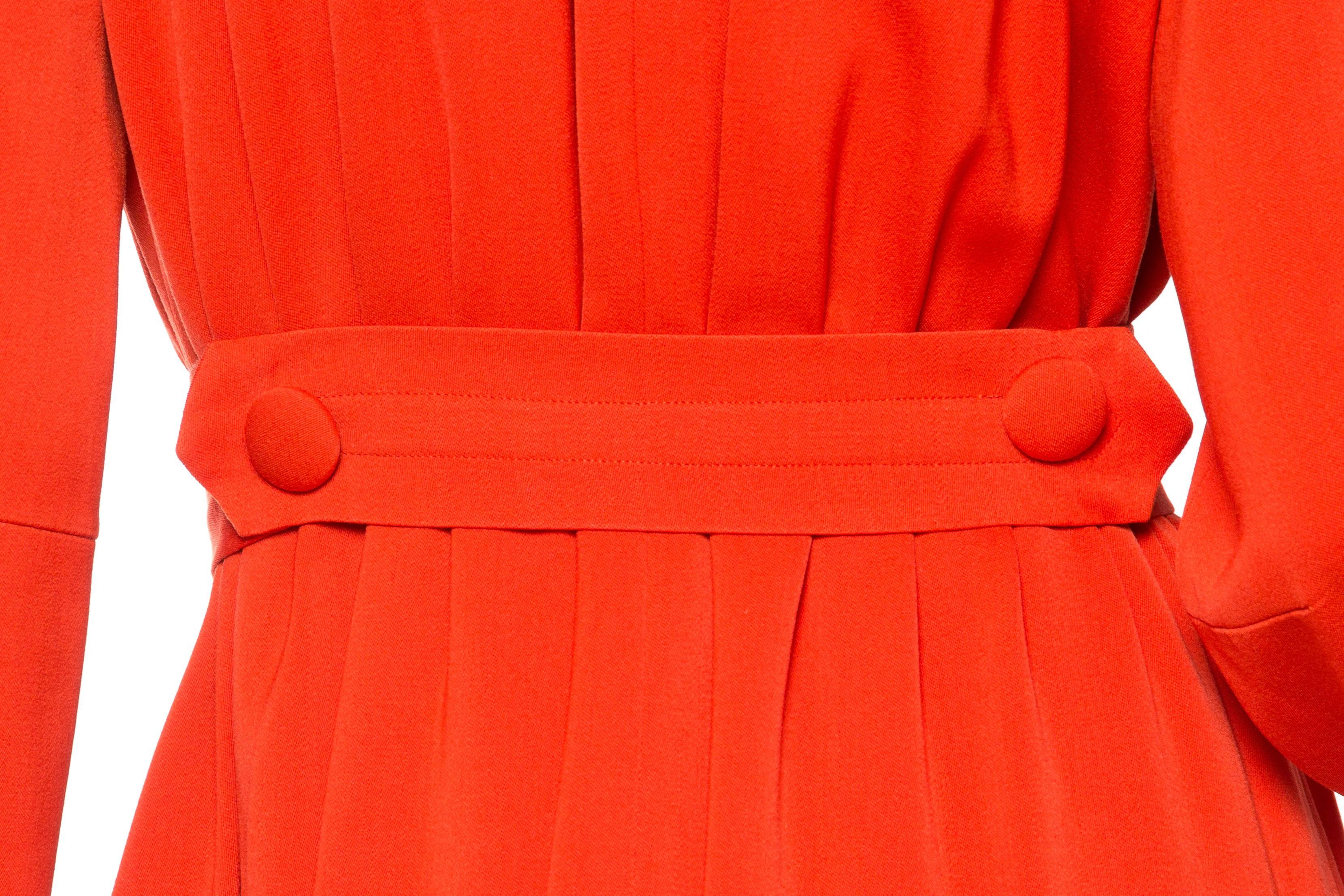 1970s Rich Orange Wool  & Rayon Gaberdine Coat  4