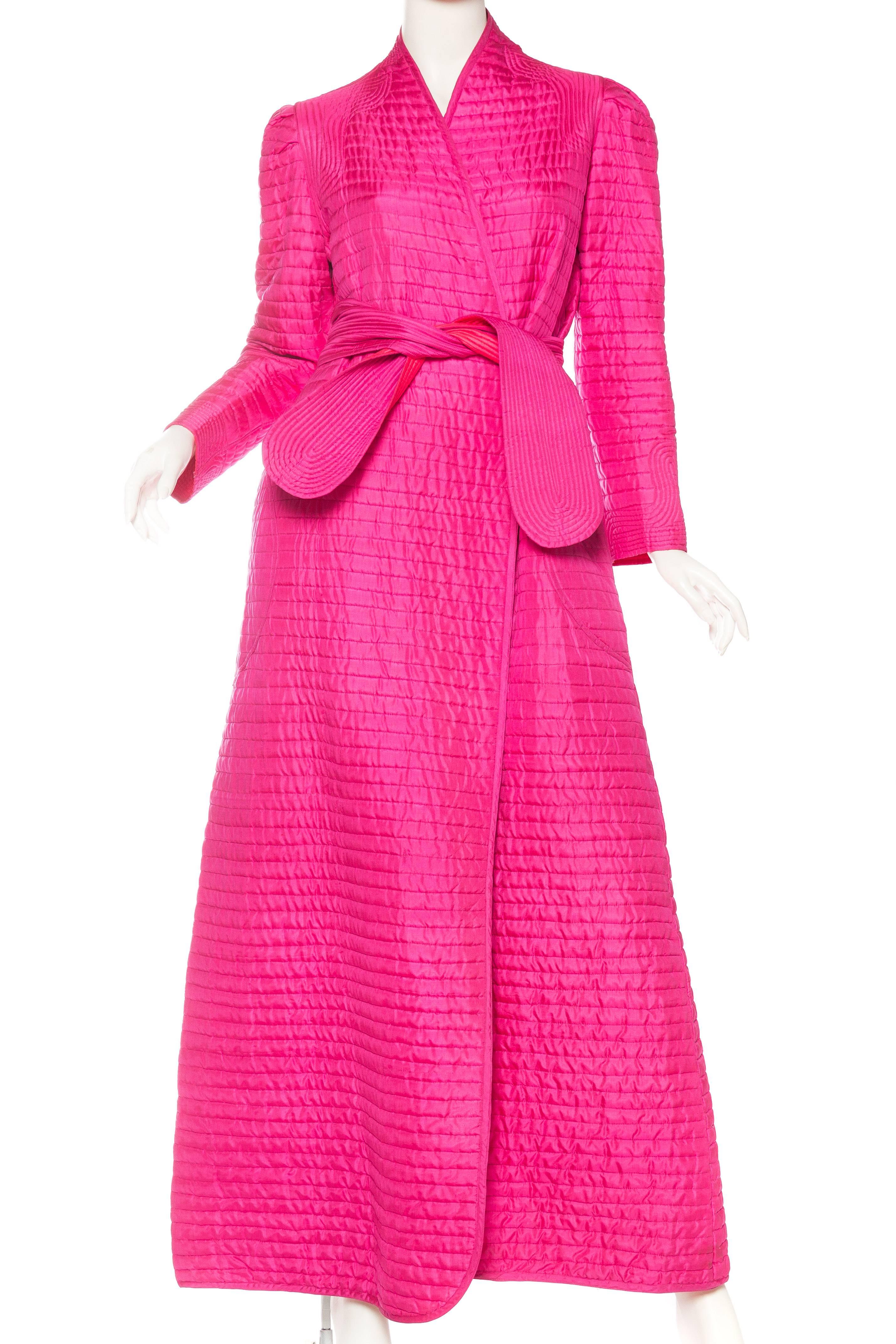 Pink 1970s Lightweight Quilted Silk Coat