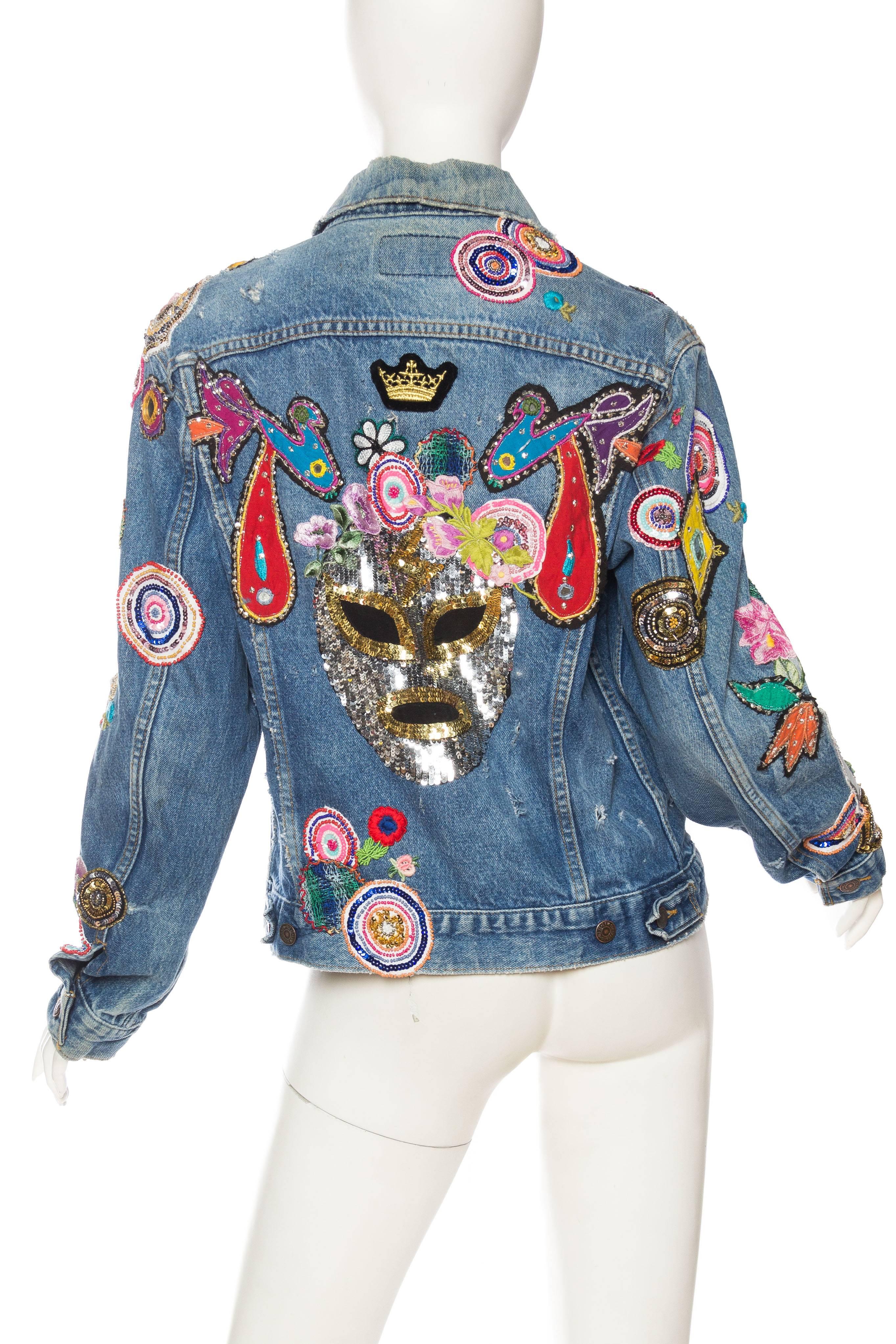 Gucci style embellished Levi jean jacket, Unleased collaboration In Excellent Condition In New York, NY