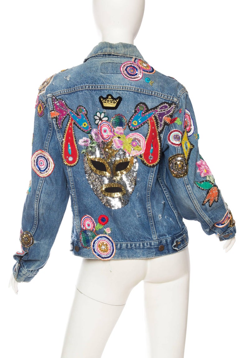 Gucci style embellished Levi jean jacket, Unleased