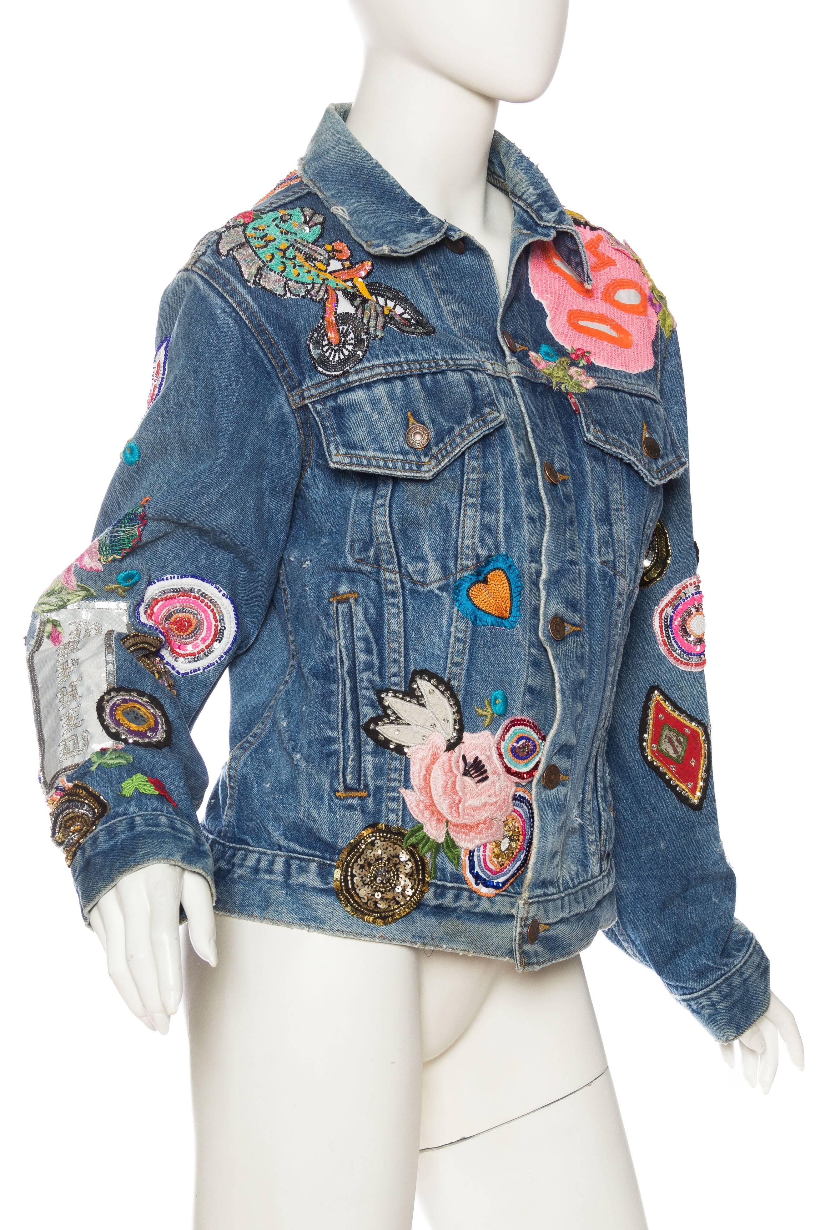 Gucci style embellished Levi jean jacket, Unleased collaboration at ...