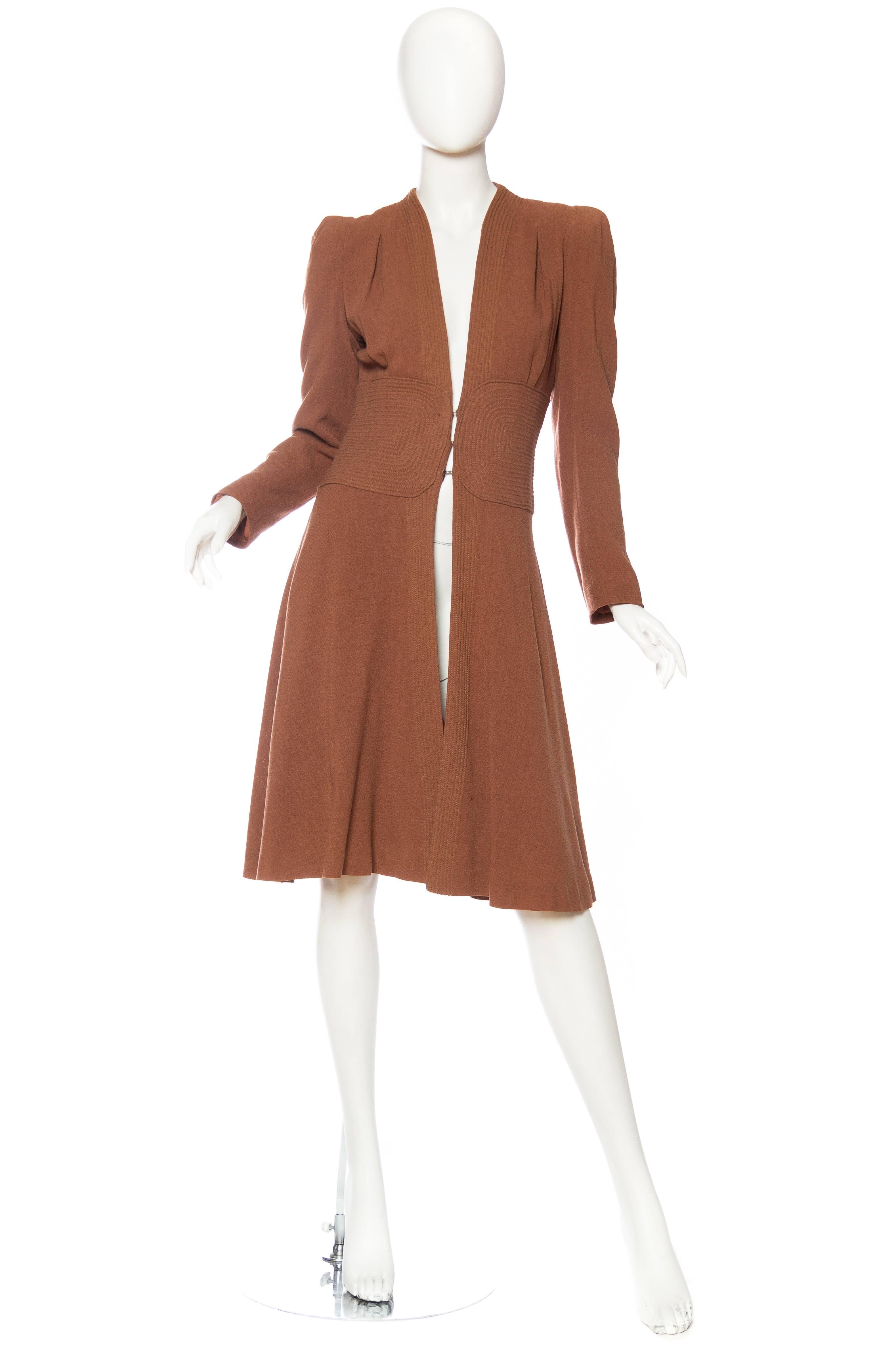 Brown 1930s Biba Style Wool Coat 