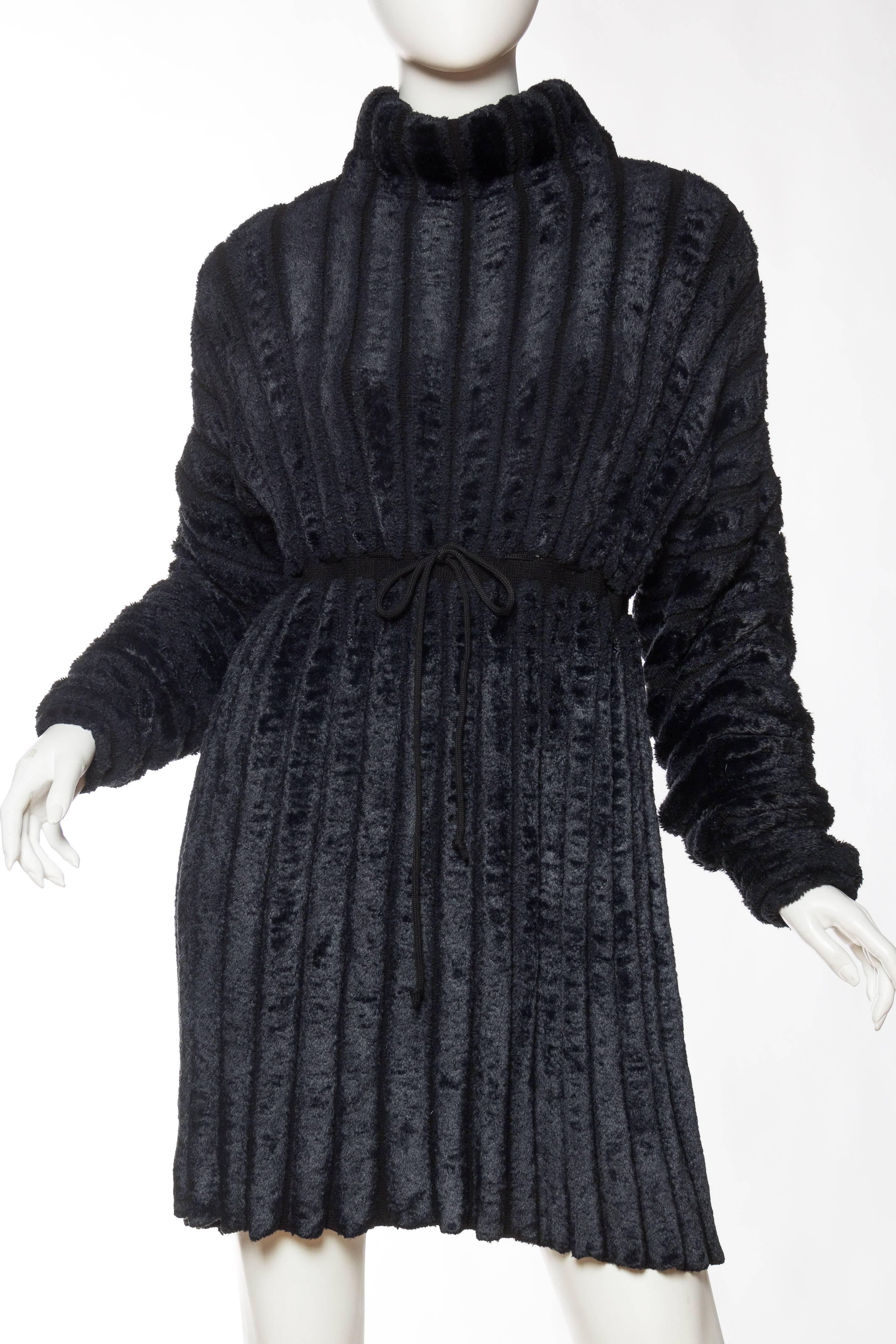 Black Alaia Iconic Oversized Chenille Dress, Fall 1988 Collection
