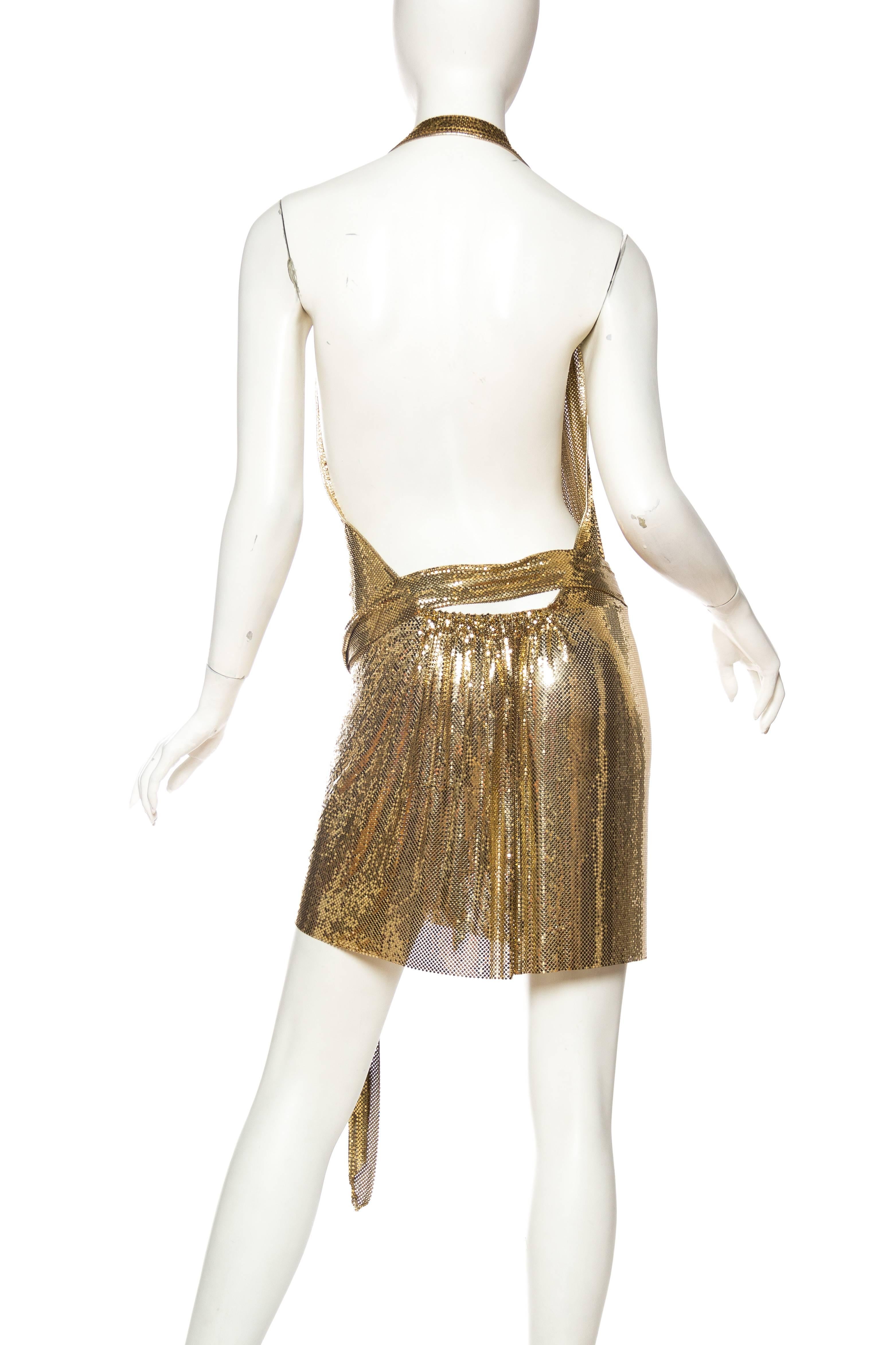Morphew Backless Gold Metal Mesh Dress In Excellent Condition In New York, NY