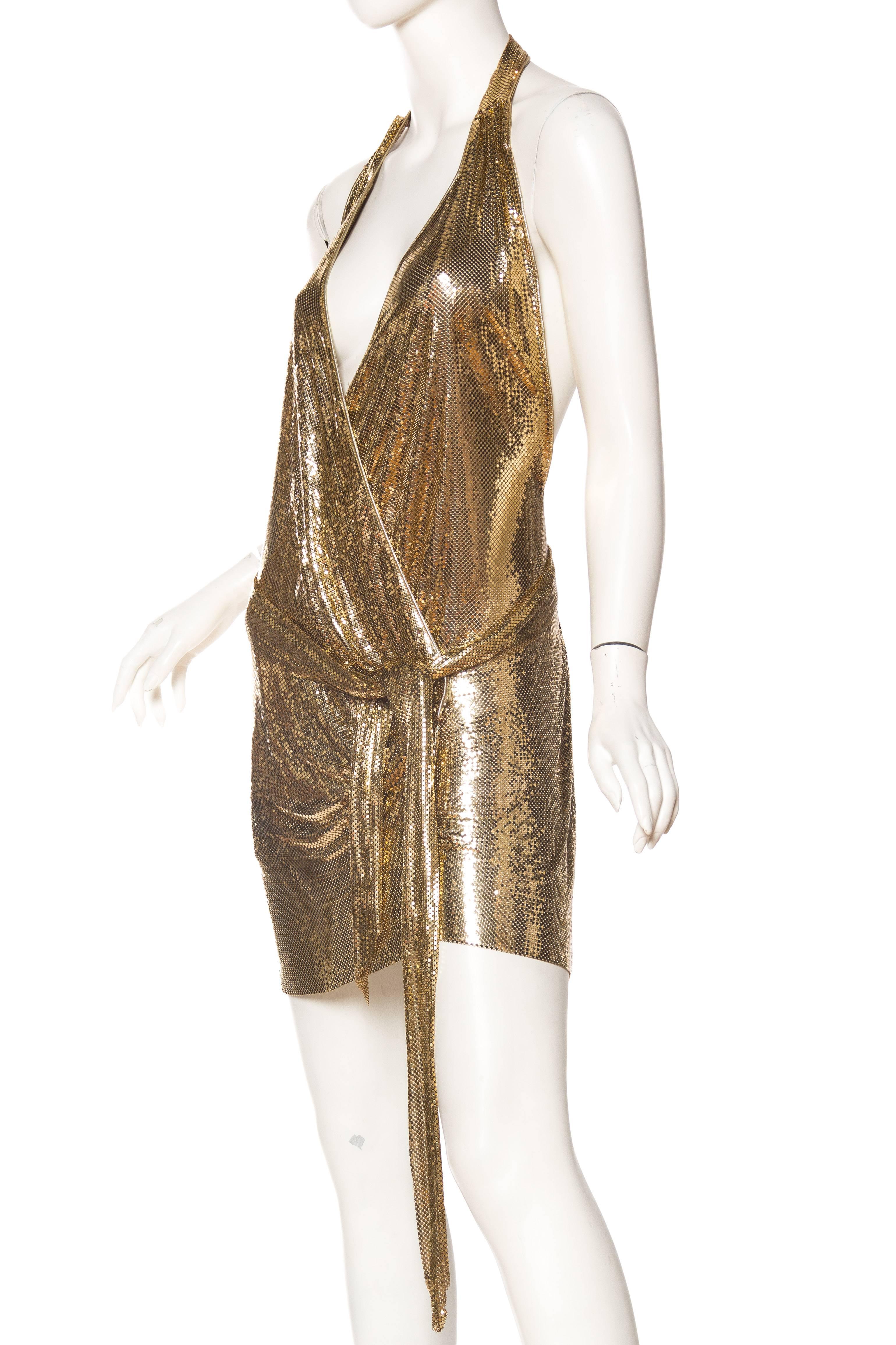 Brown Morphew Backless Gold Metal Mesh Dress
