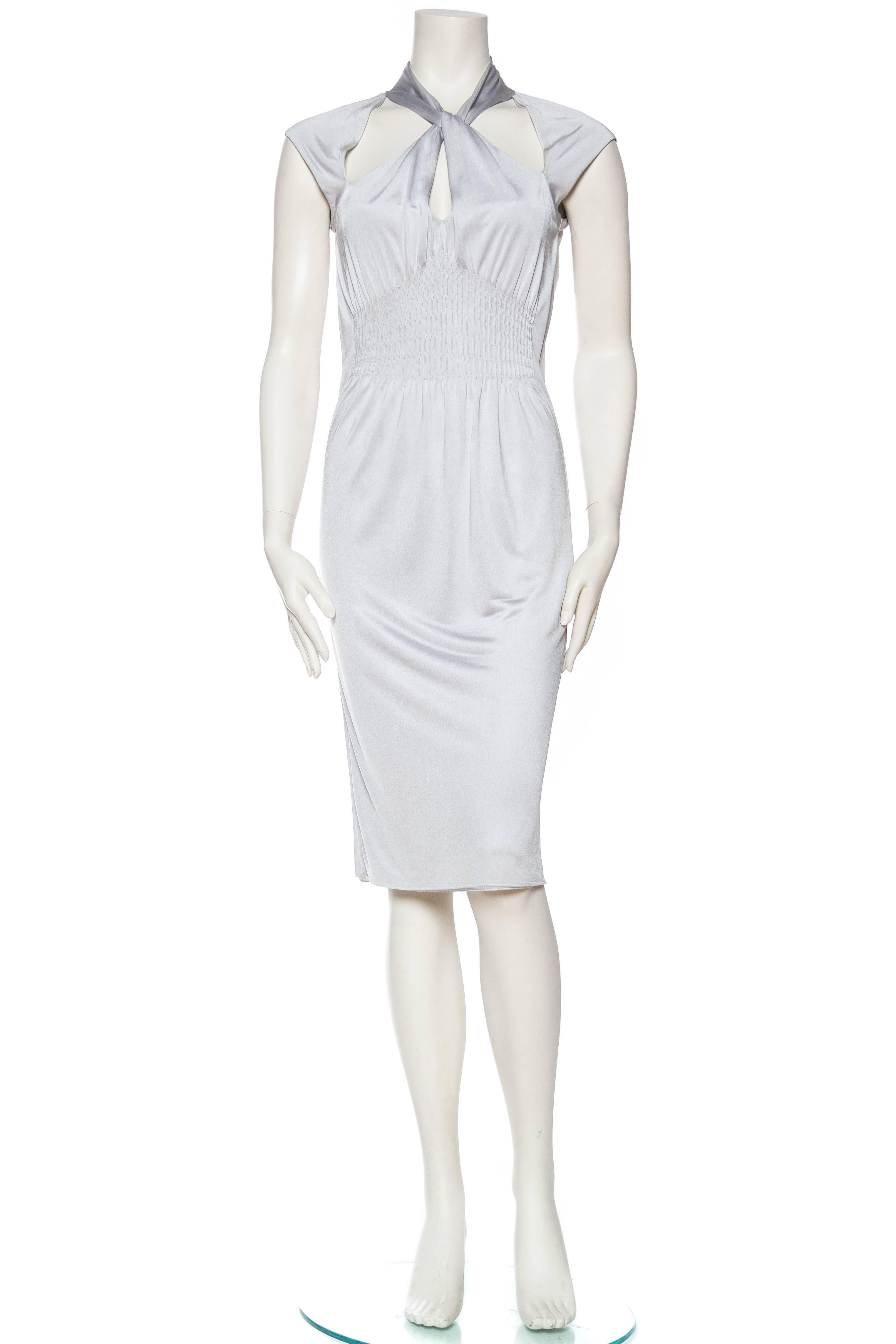 2000S TOM FORD GUCCI Dove Grey Rayon Jersey Backless Dress In Excellent Condition In New York, NY