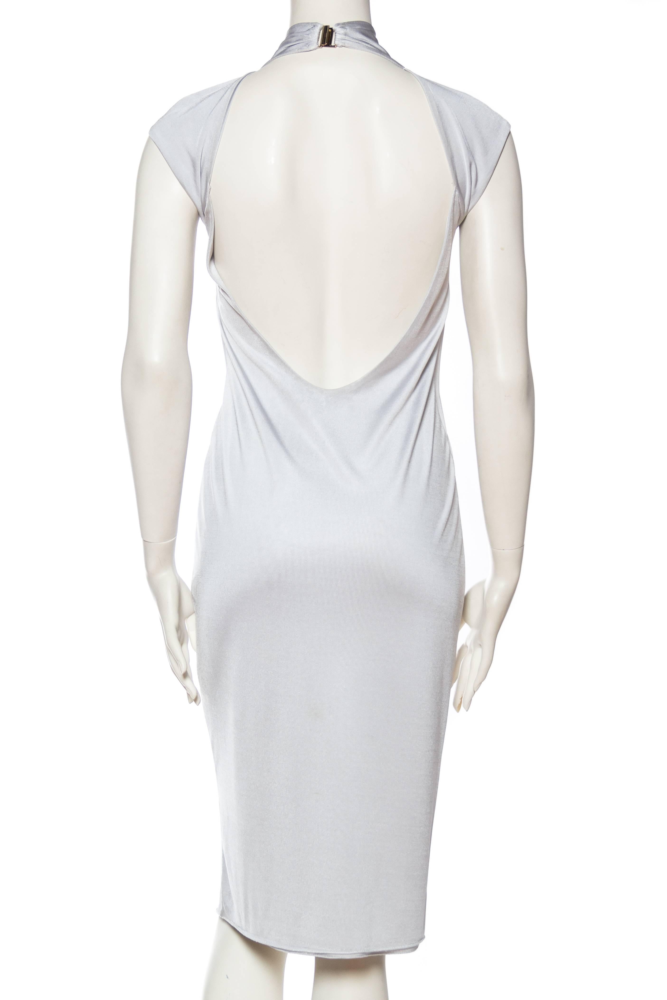 2000S TOM FORD GUCCI Dove Grey Rayon Jersey Backless Dress 2