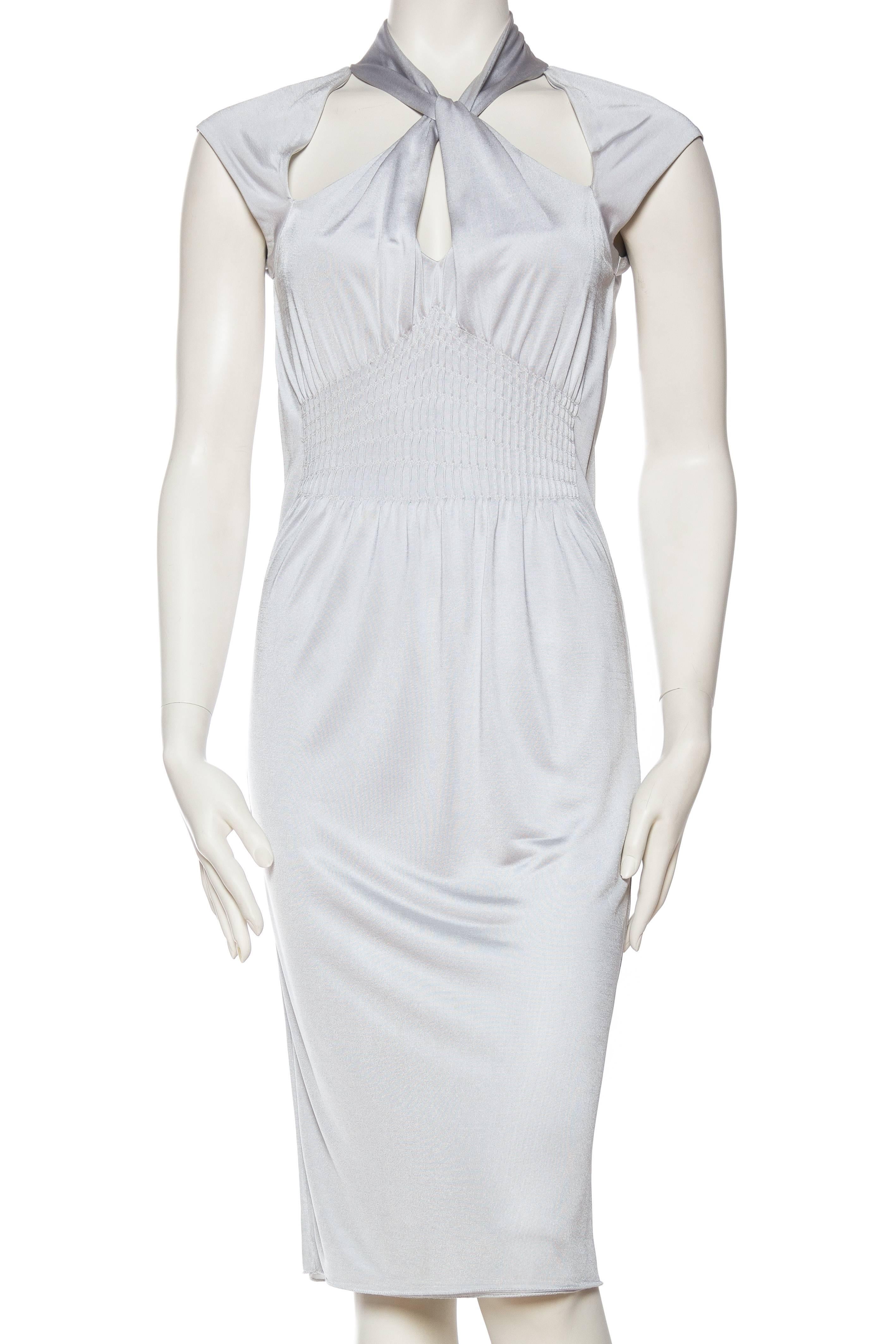 Gray 2000S TOM FORD GUCCI Dove Grey Rayon Jersey Backless Dress