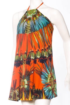 Jean Paul Gaultier Parrot Feather Print Halter Tunic