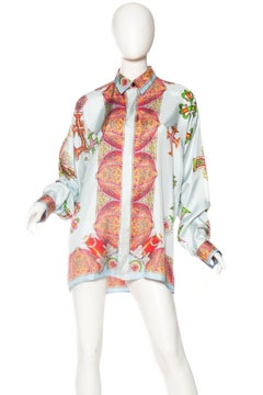 1990s Gianni Versace Baroque Crystal Cross Silk Shirt