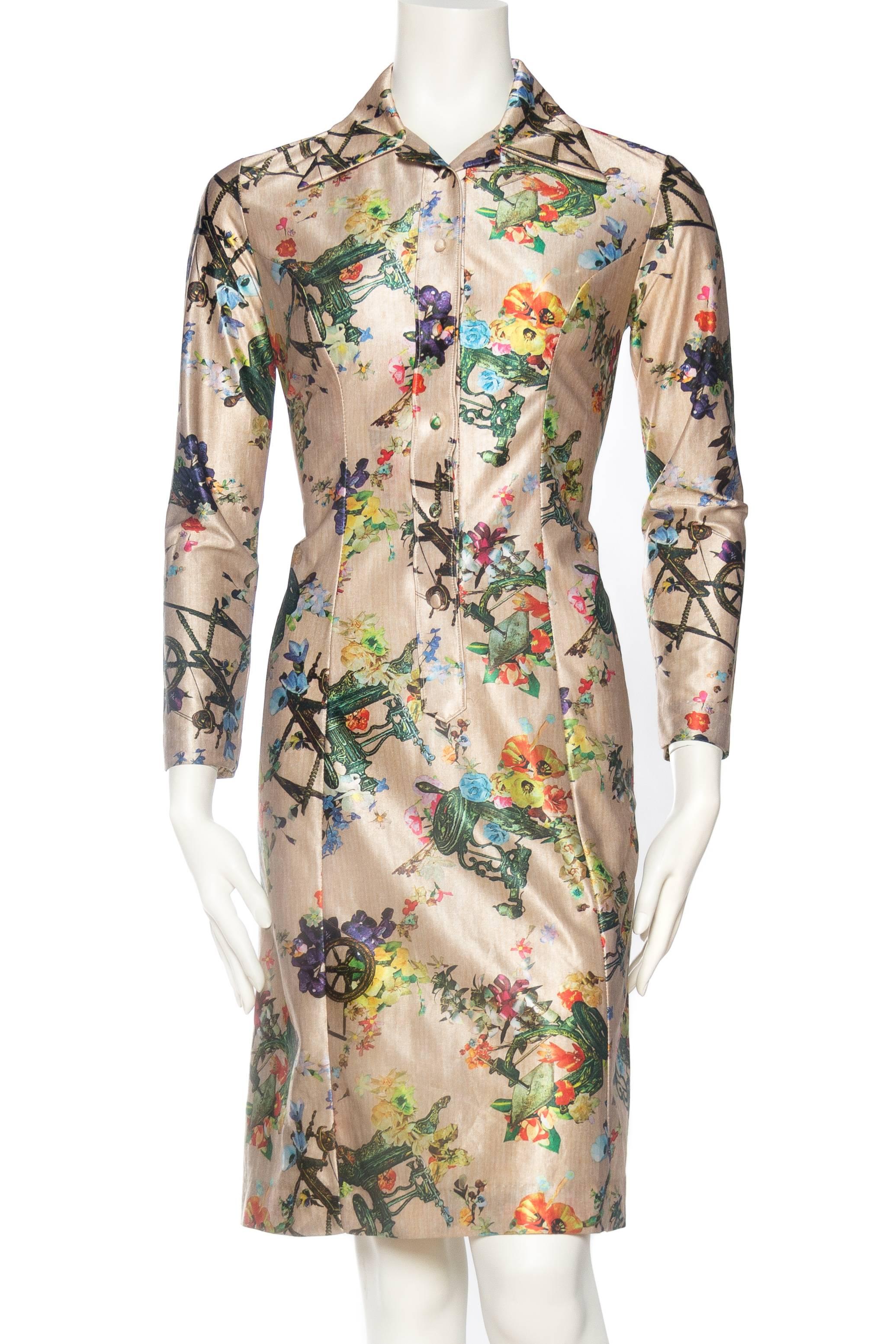 Brown 1970s Lanvin Victorian Floral Print Dress