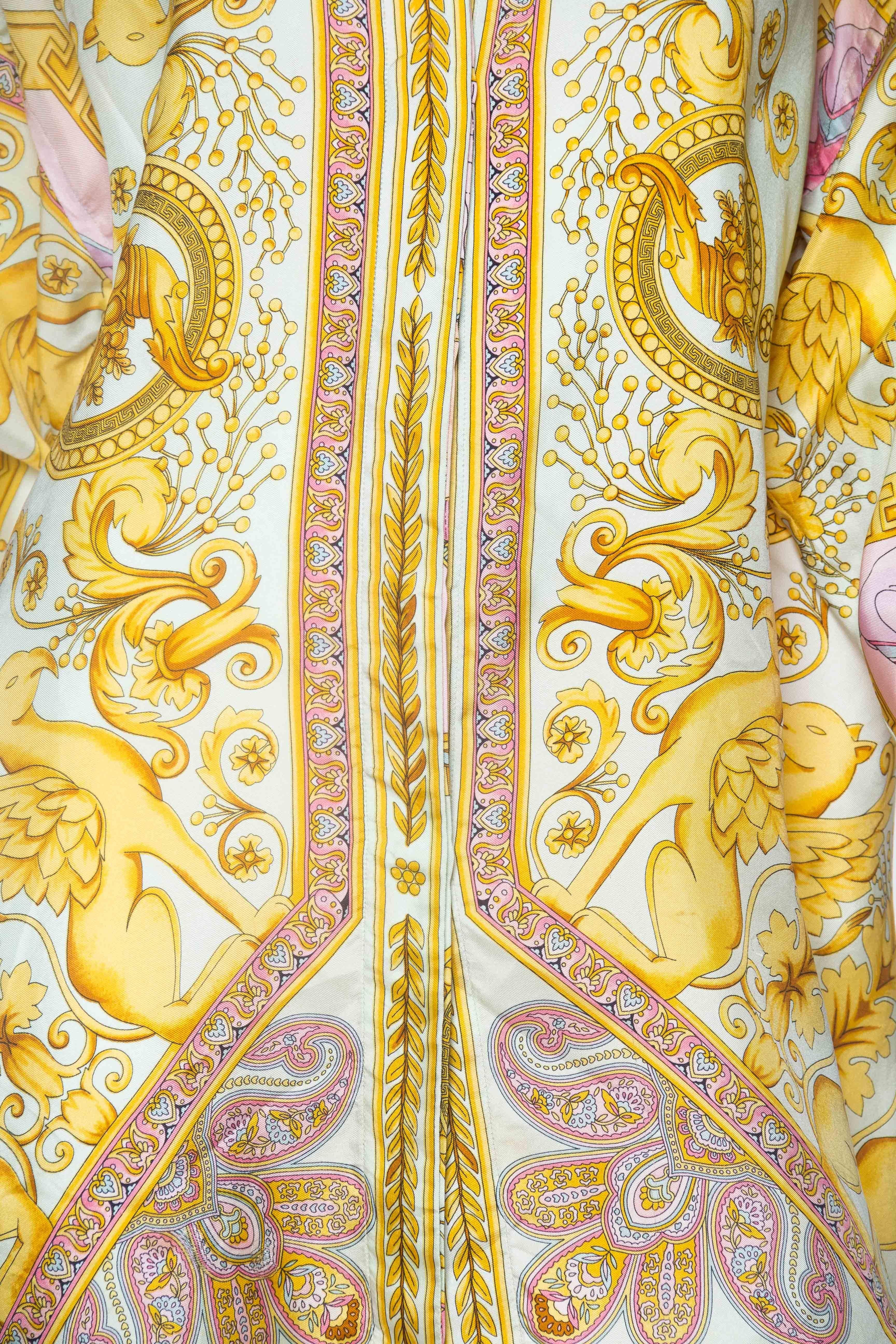 1990s Gianni Versace Gold Baroque Print Blouse 5