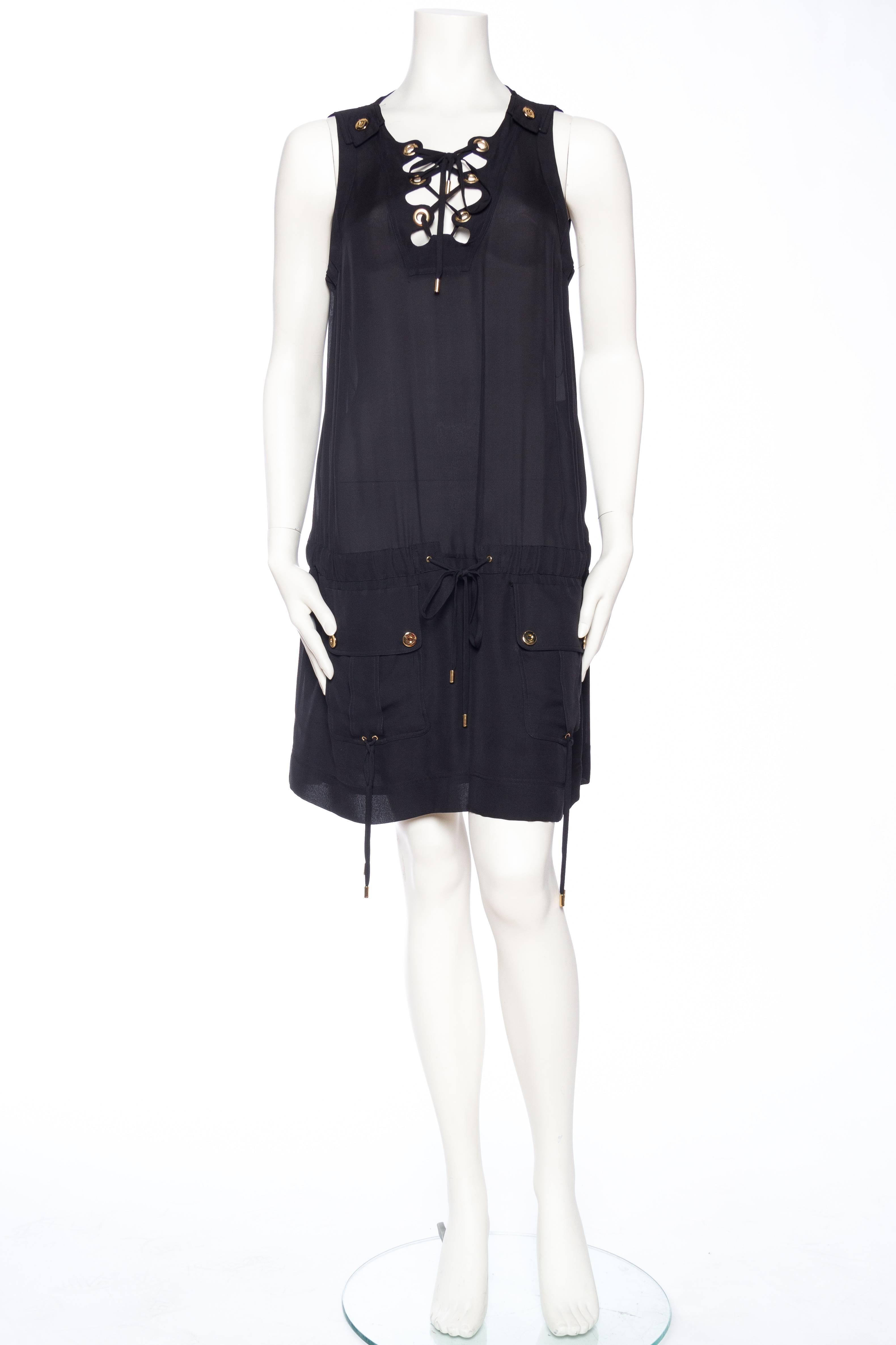 Black Gucci Safari Style Chiffon Dress