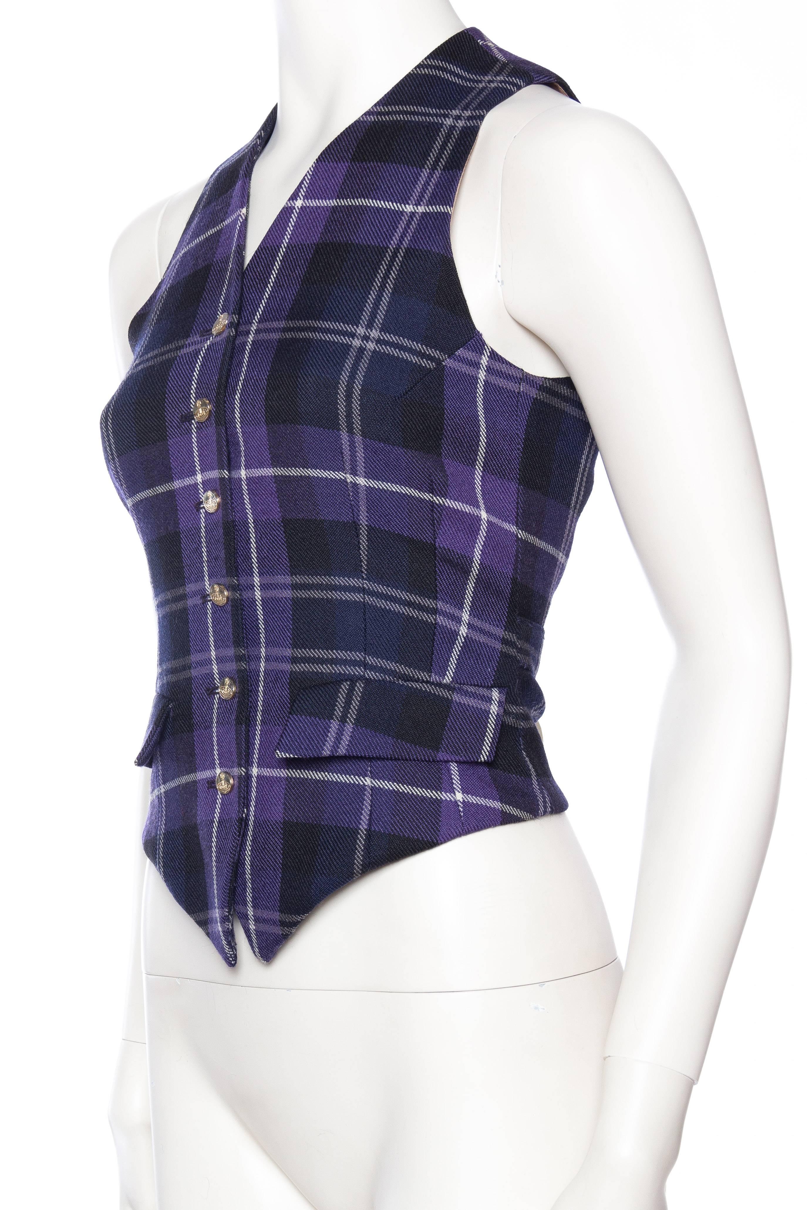 1990s Iconic Naomi Campbell Vivienne Westwood Tartan Waistcoat Top In Excellent Condition In New York, NY
