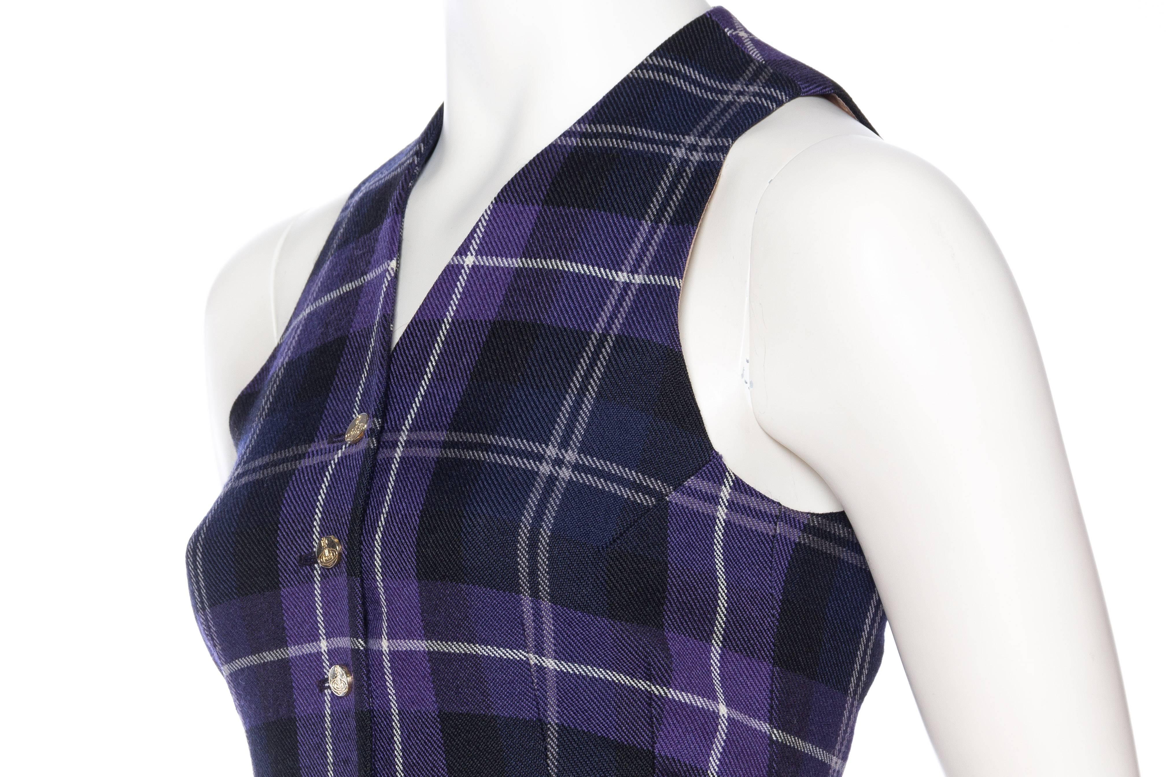 1990s Iconic Naomi Campbell Vivienne Westwood Tartan Waistcoat Top 1